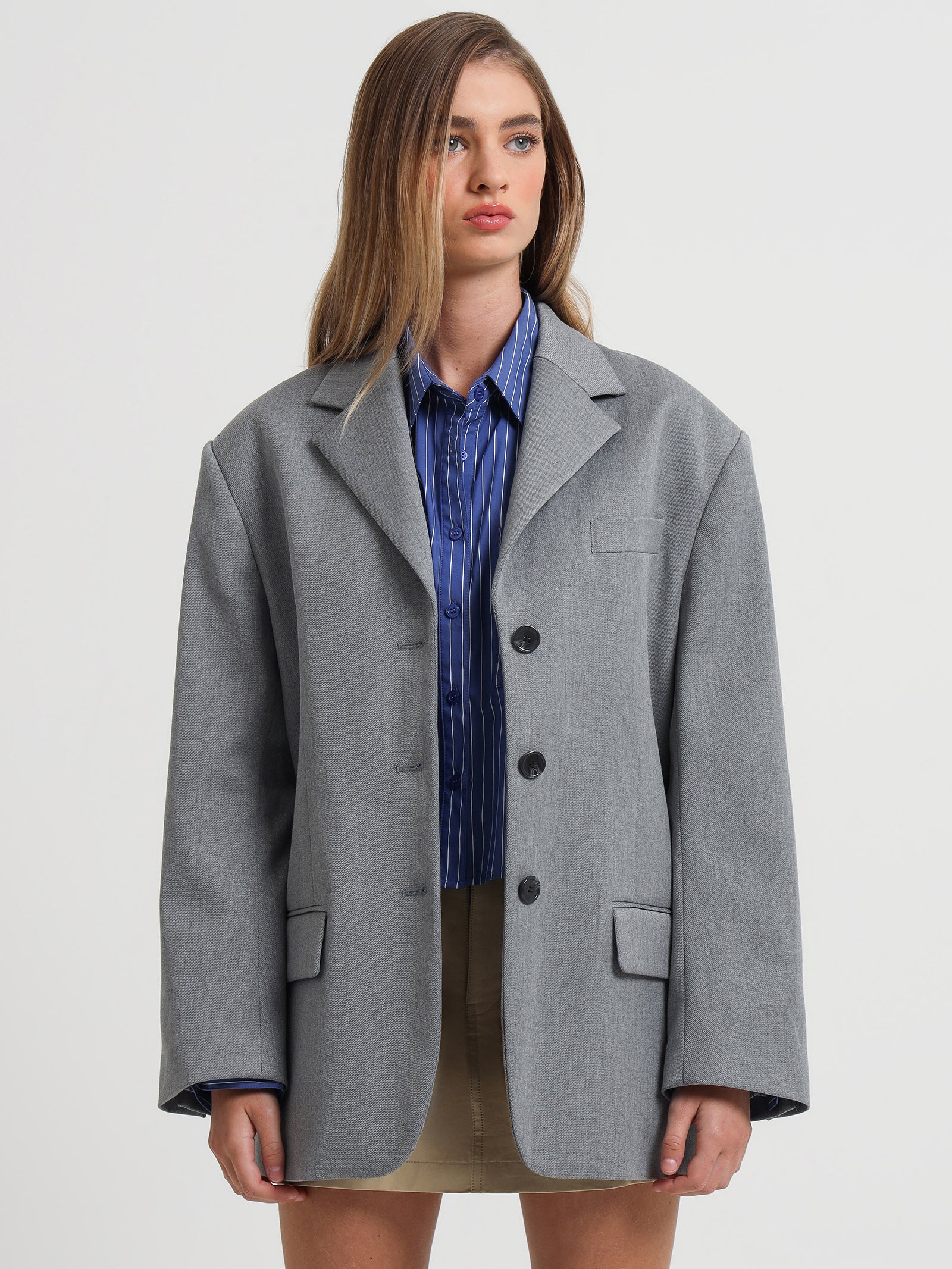 Gabe Oversized Blazer in Dove Grey