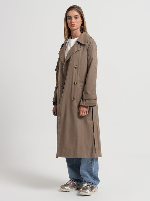 Odyssey Trench Coat in Smoke Brown - Glue Store