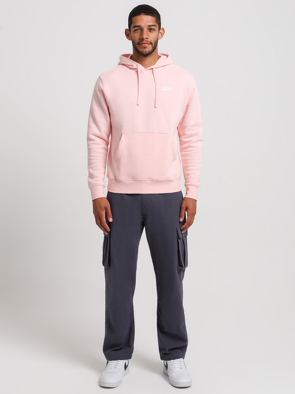 Nike Sportswear Club Hoodie in Pink & White | Pink/White