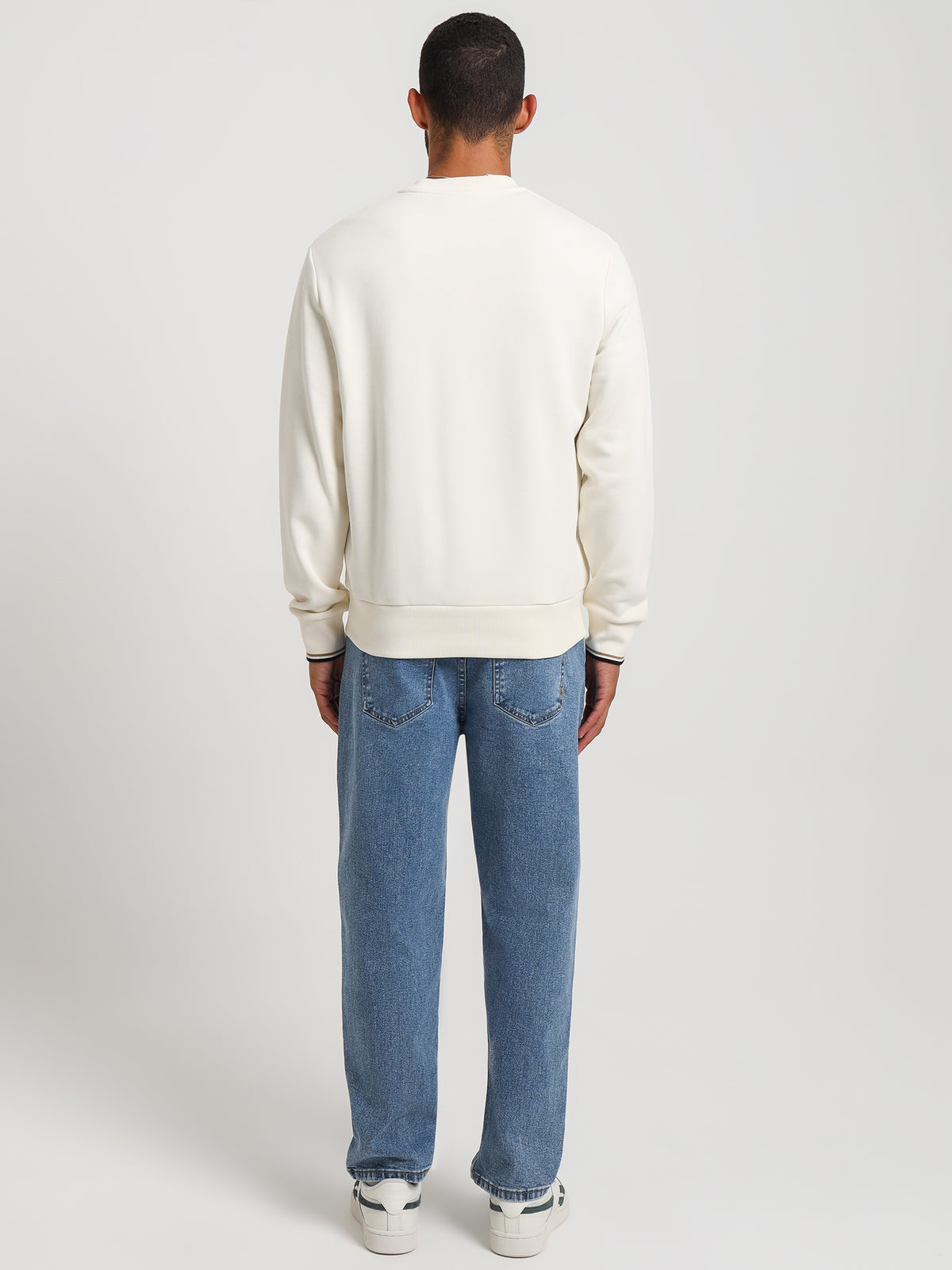 Fred Perry Crew Neck Sweatshirt in Ecru White | Ecru