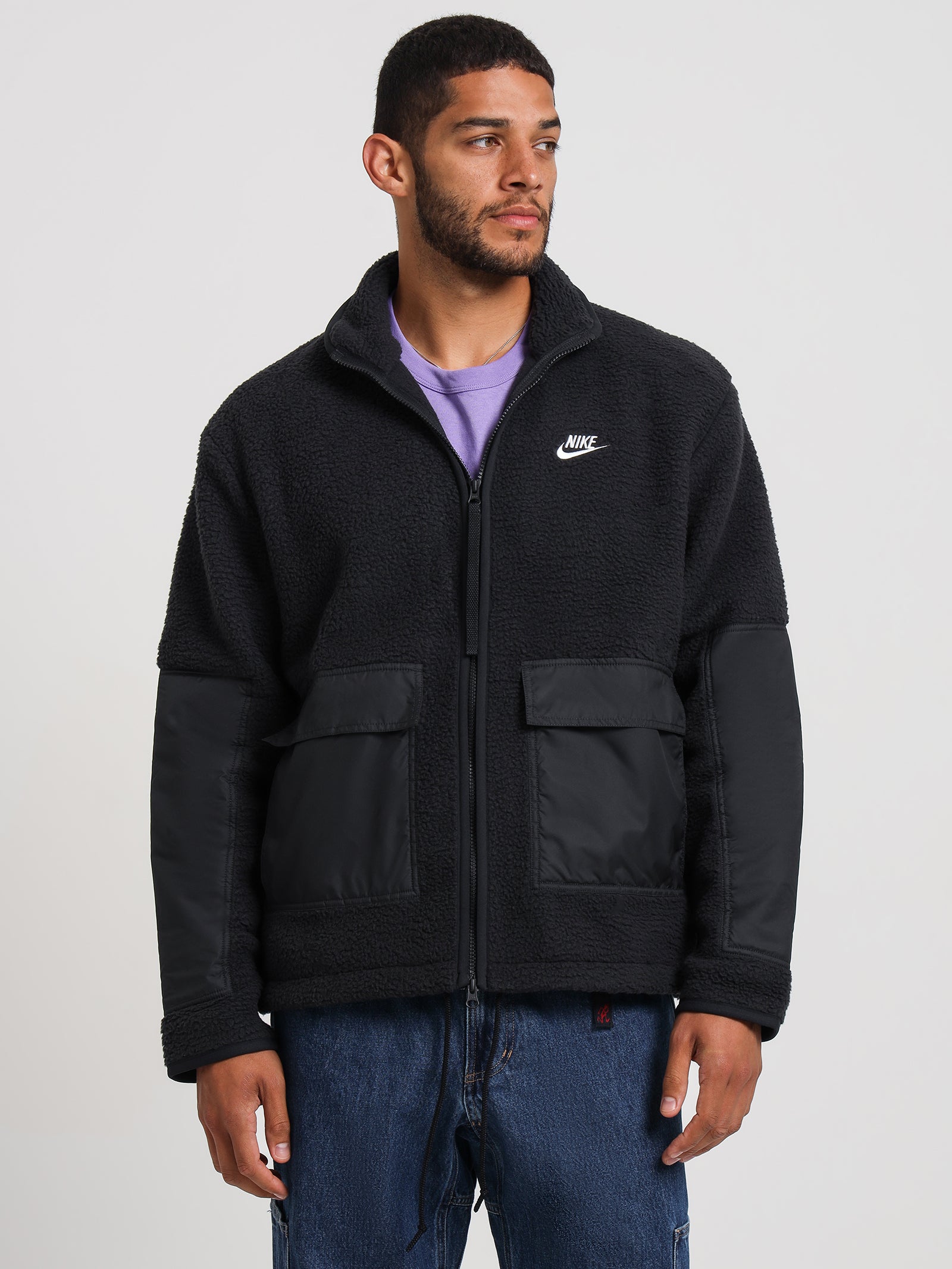 Nike Sportswear Sherpa Jacket in Black Black | Glue Store