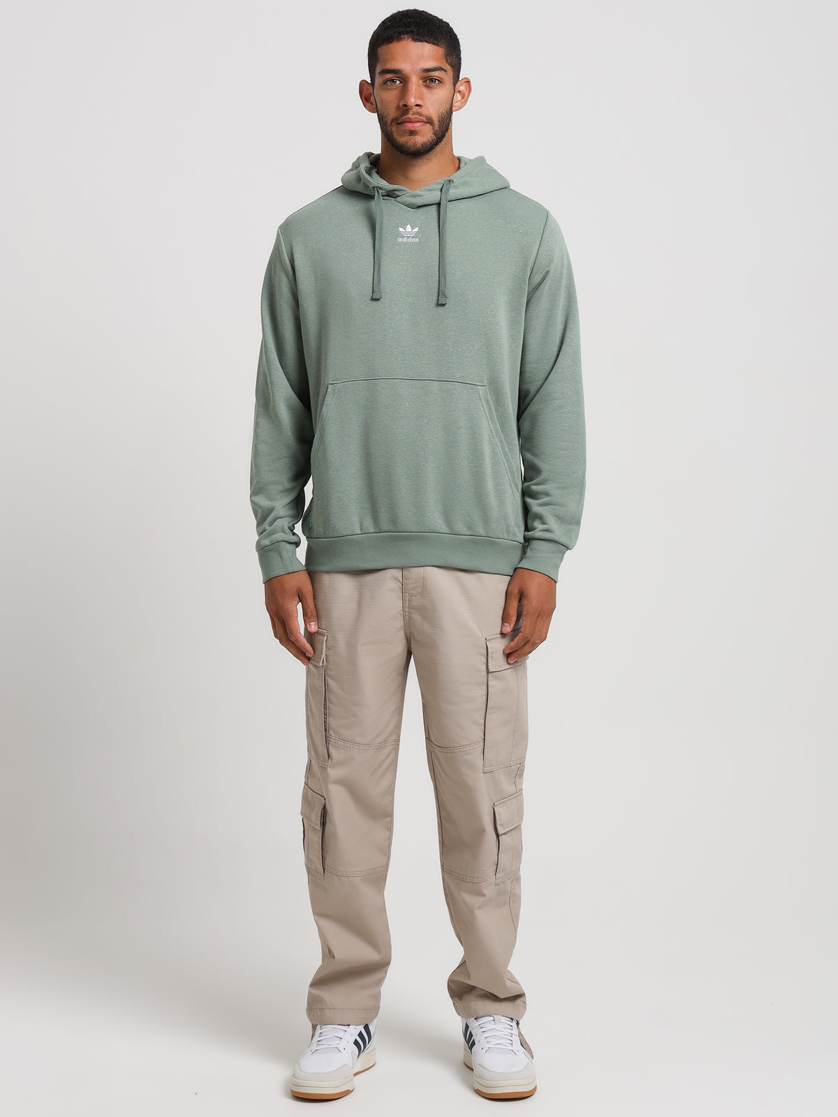 Adidas Essentials + Made With Hemp Hoodie in Silver Green | Silver/Gre