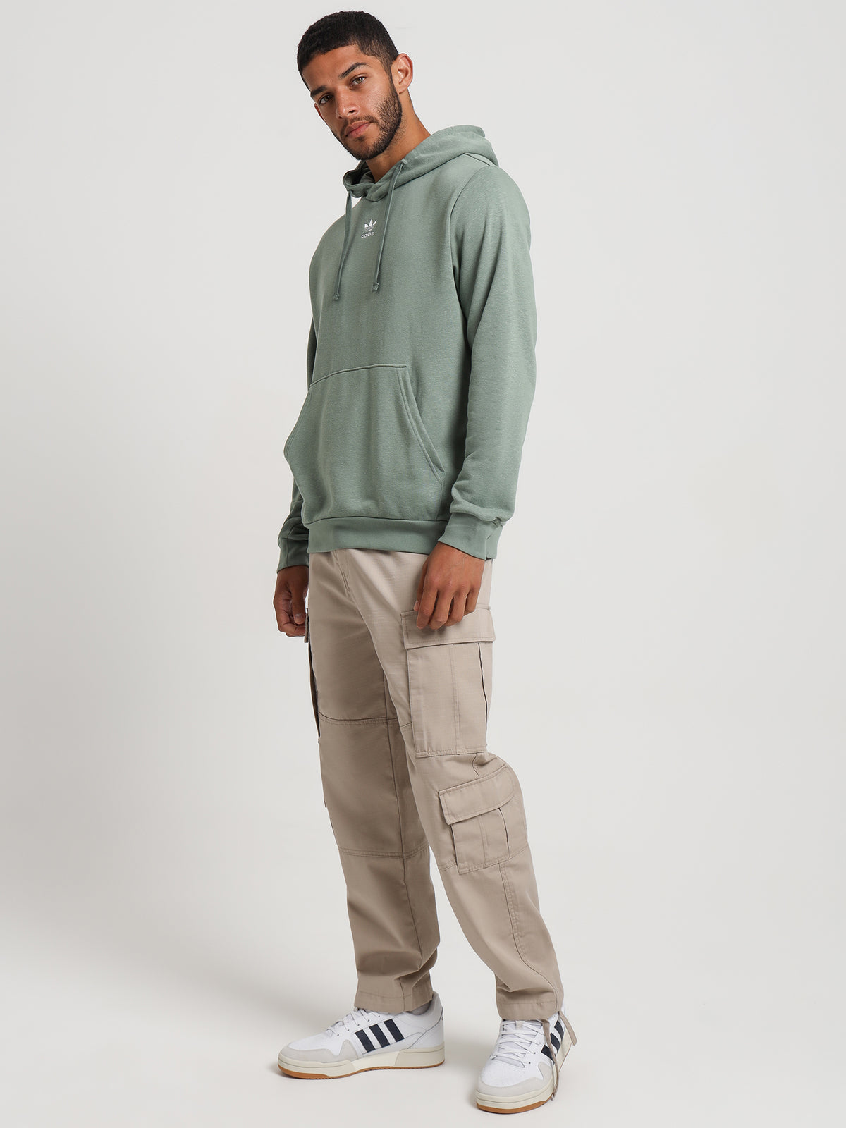 Adidas Essentials + Made With Hemp Hoodie in Silver Green | Silver/Gre