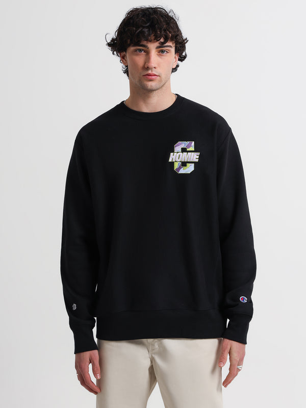 Champion Reverse Weave HoMie Camo Crew in Black Black | Glue Store