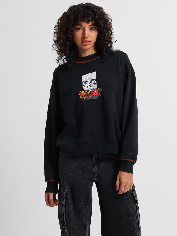 Worship Crunch Box Fit Jumper in Washed Black | Glue Store