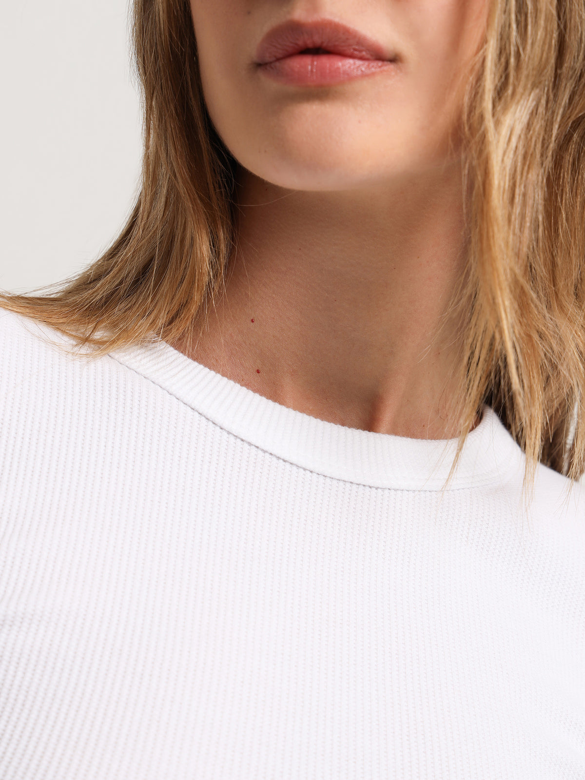 Nude Lucy Essentials Long Sleeve Waffle Top in White | White