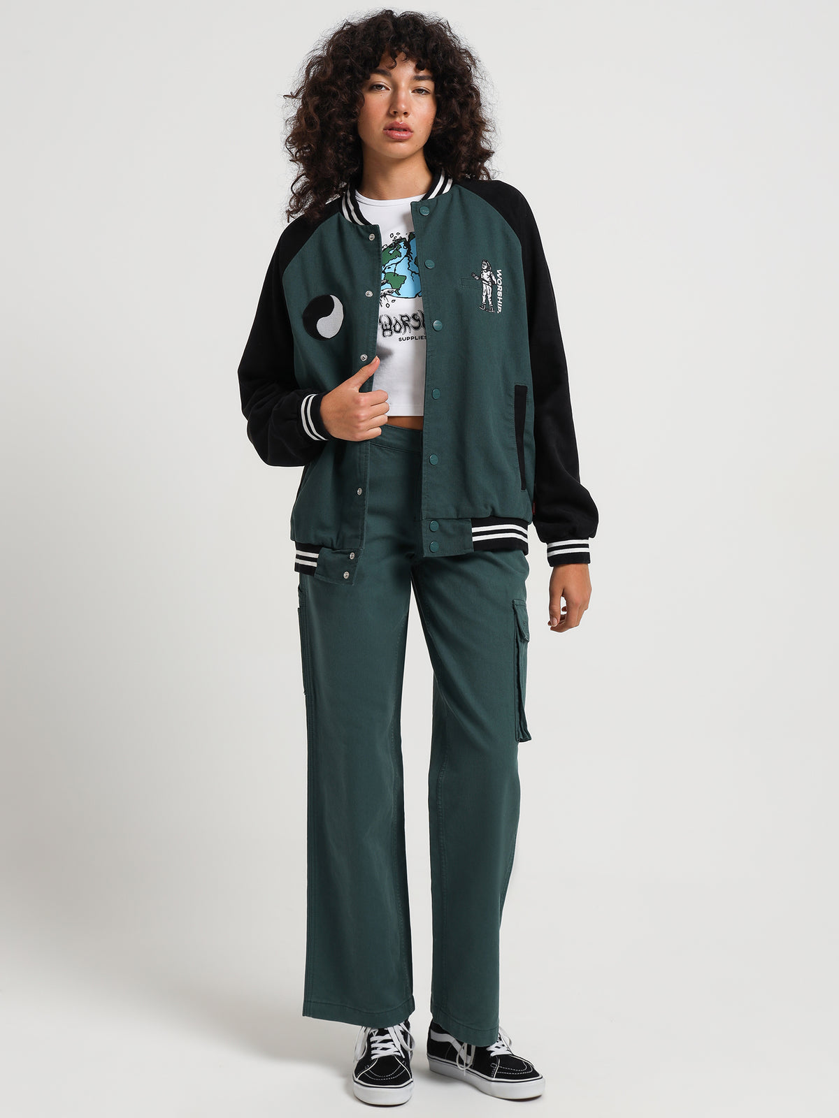 Worship Breakdown Varsity Jacket in Dark Teal | Dark Teal