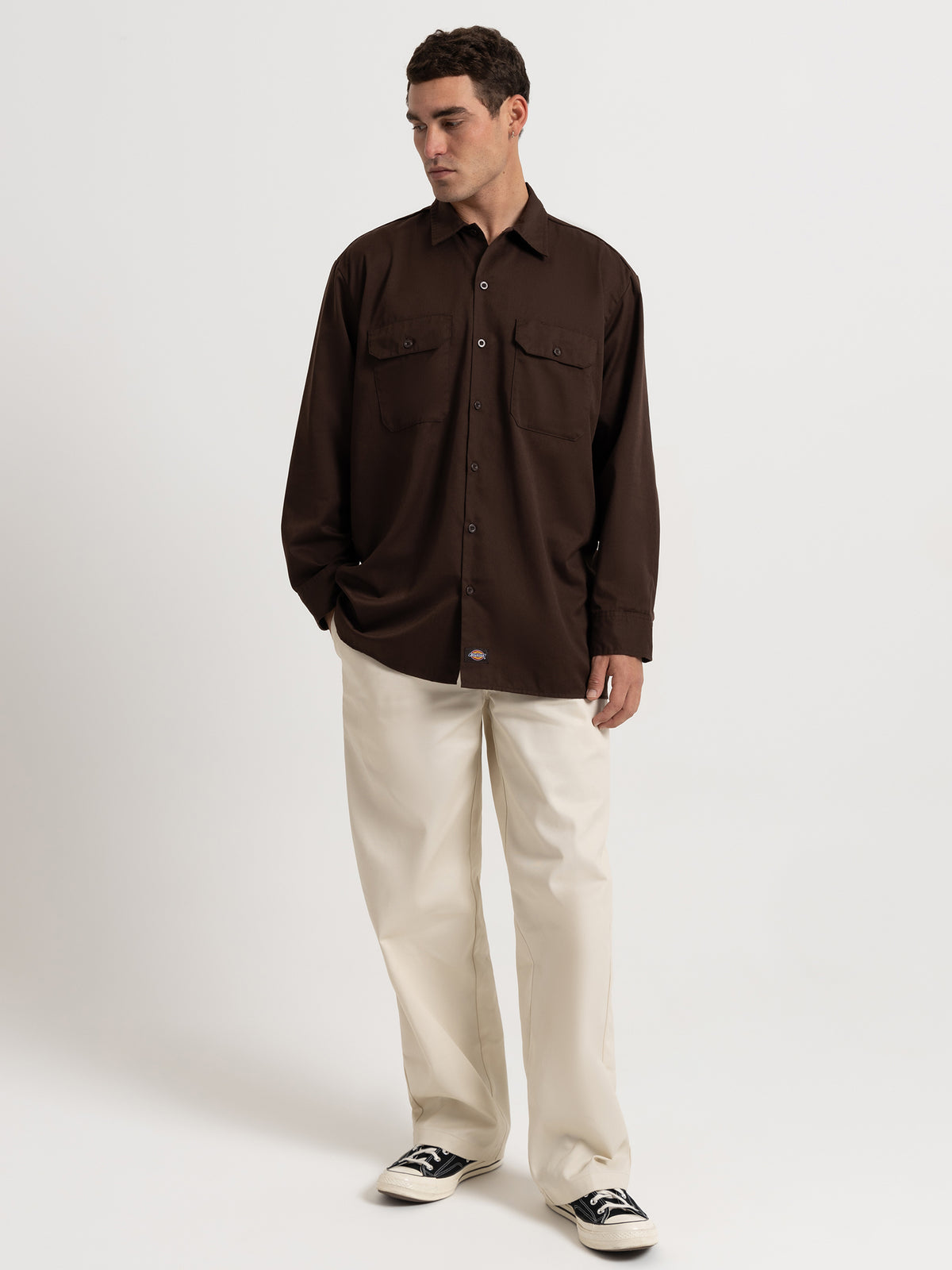 Dickies 574 Long Sleeve Shirt in Brown | Brown