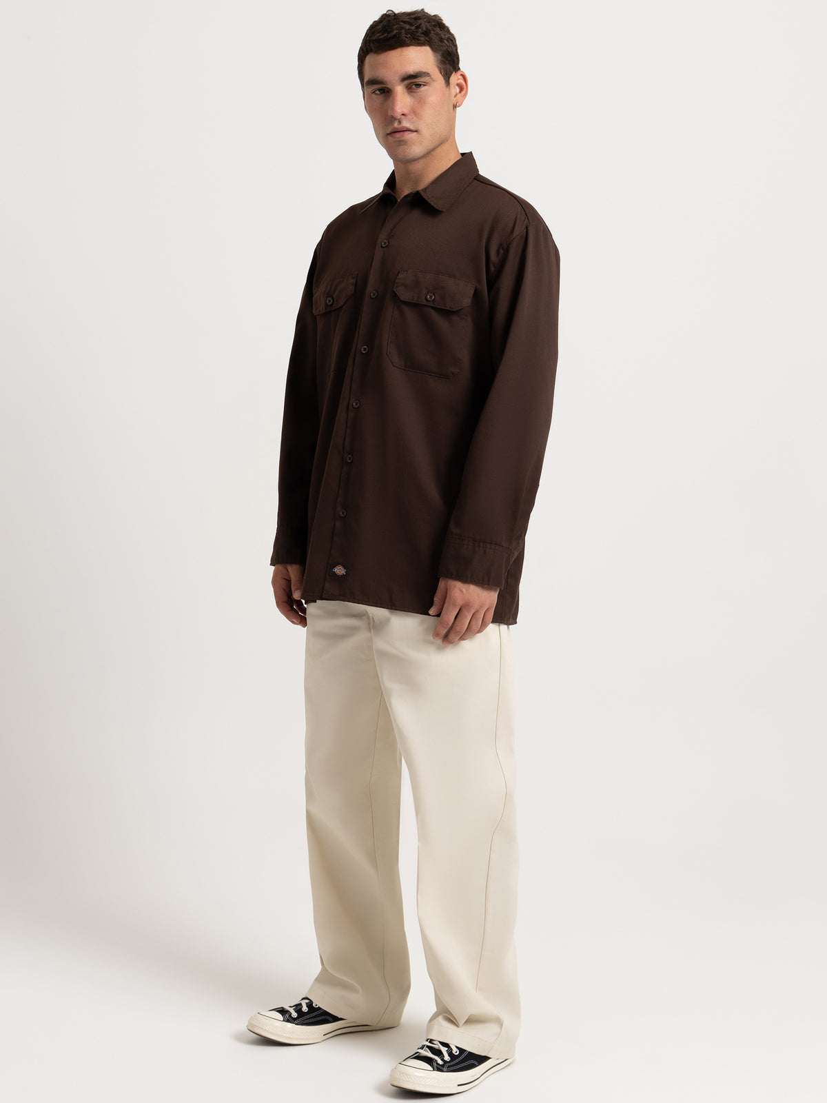 Dickies 574 Long Sleeve Shirt in Brown | Brown