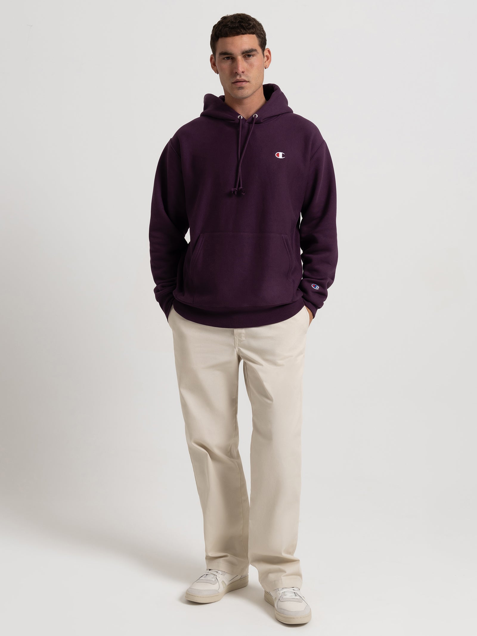 Reverse Weave Hoodie in Dark Purple