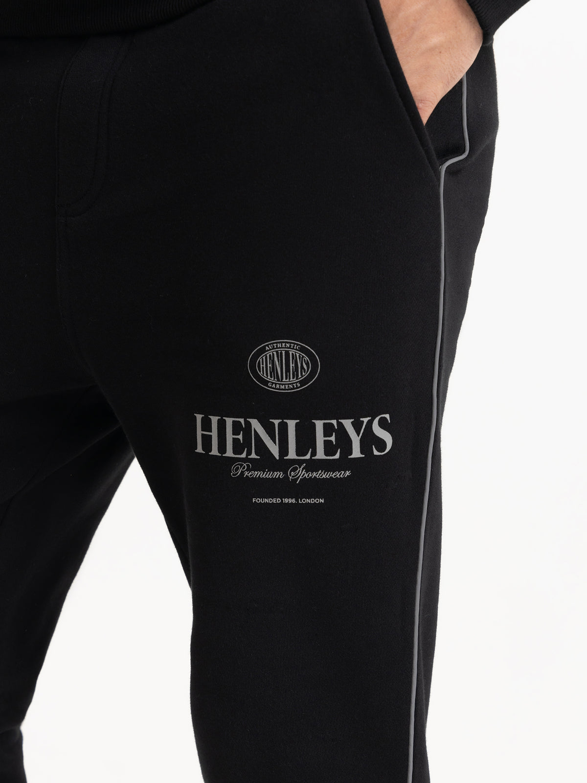 Henleys Varsity Reflective Track Pants in Black | Black