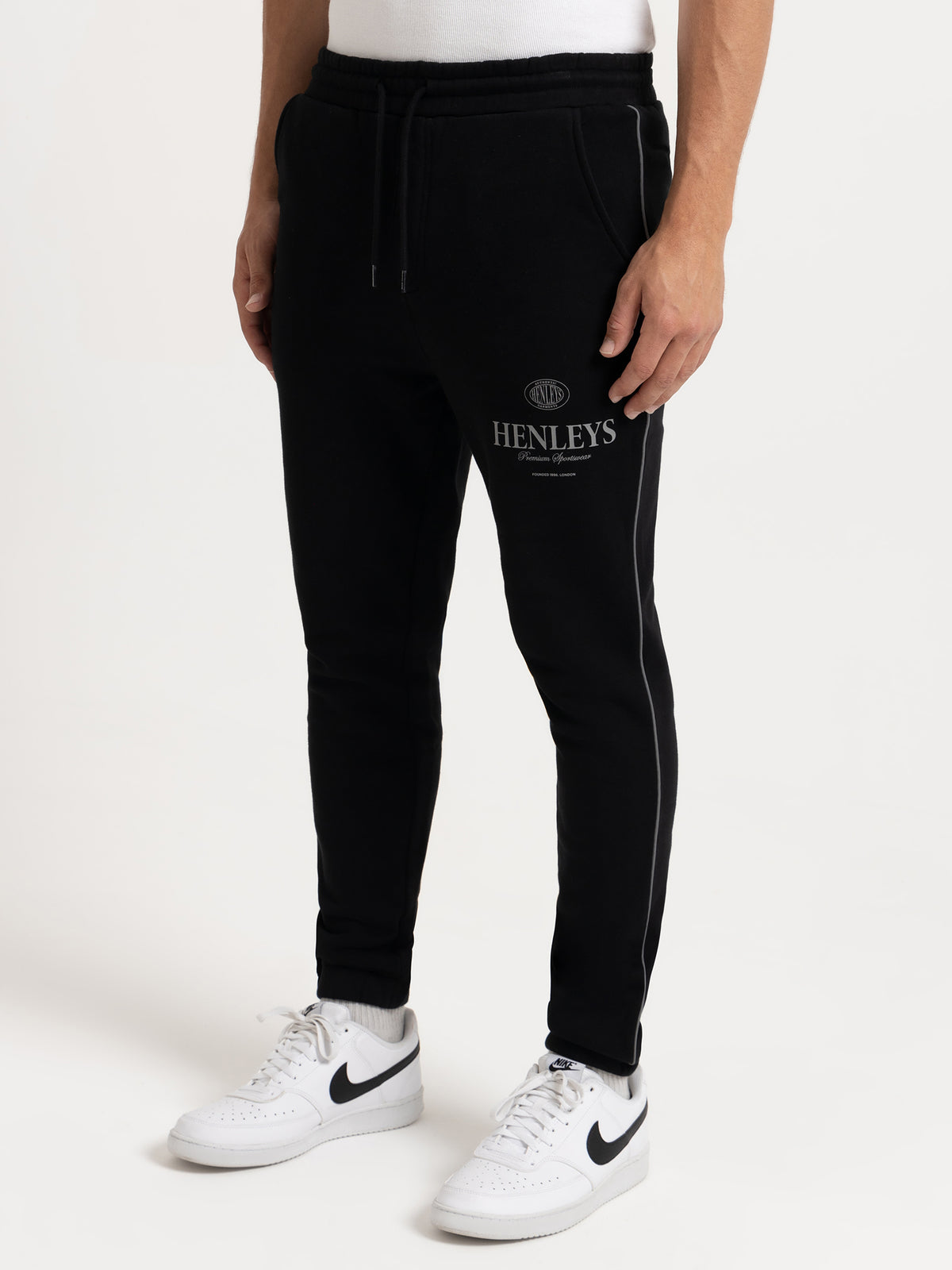 Henleys Varsity Reflective Track Pants in Black | Black