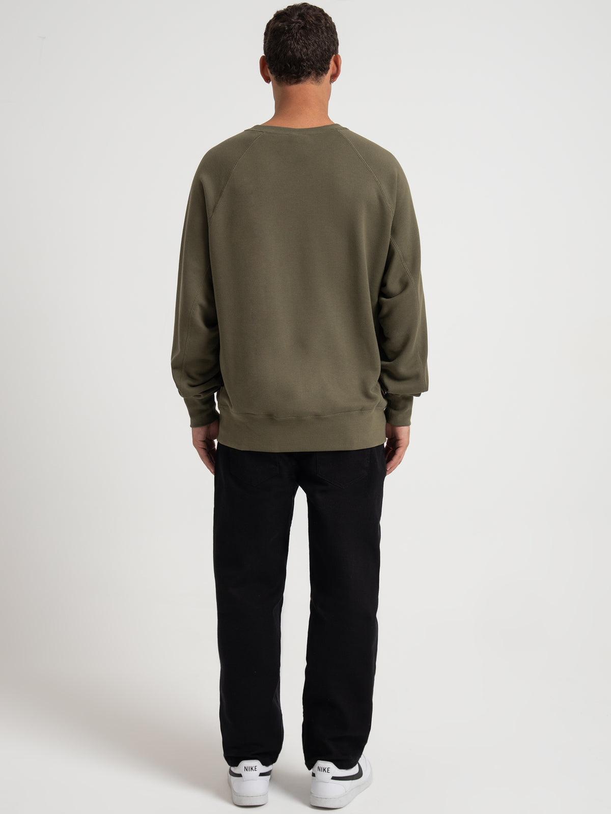 Nike Sportswear Nike Air Fleece Terry Crew Sweater in Medium Olive | Olive