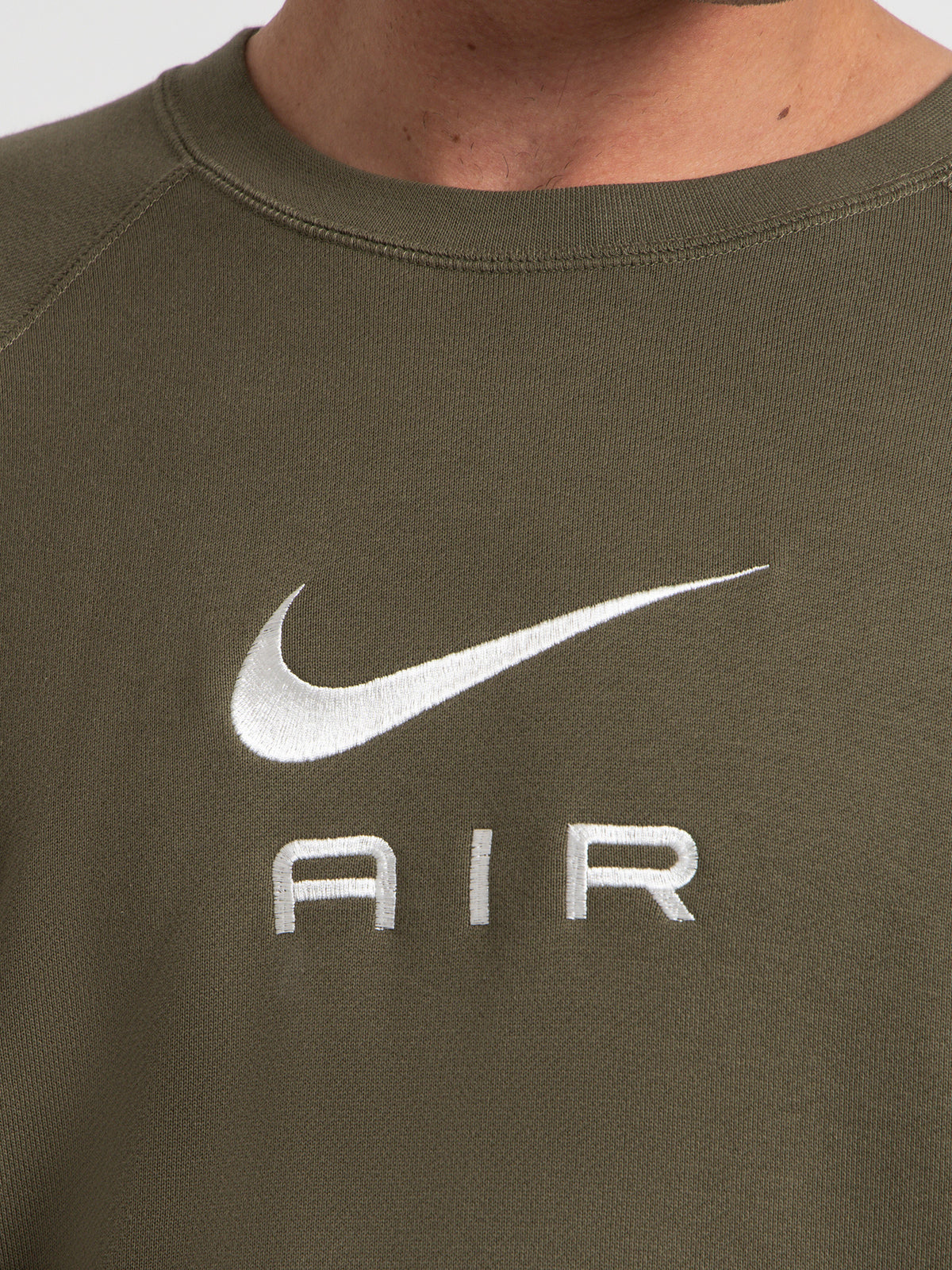 Nike Sportswear Nike Air Fleece Terry Crew Sweater in Medium Olive | Olive