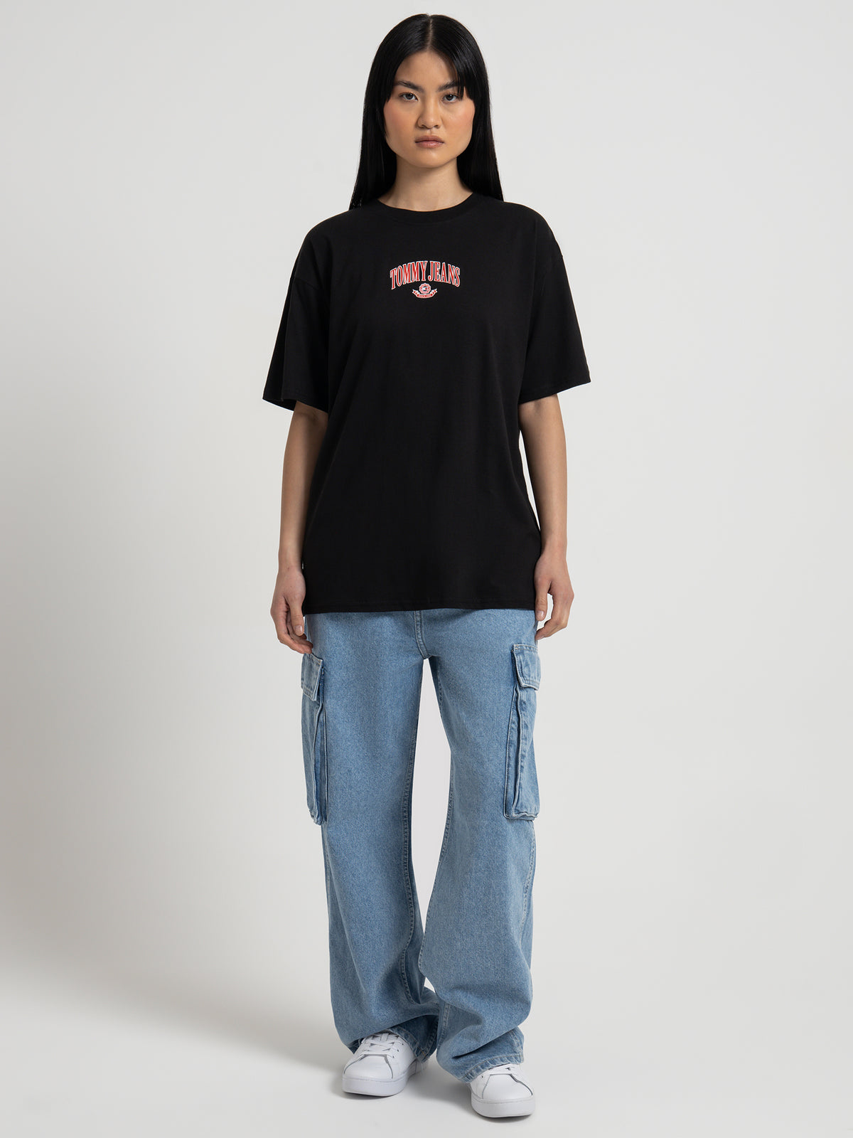 Tommy Hilfiger Logo Oversized Fit T-Shirt in Black | Black