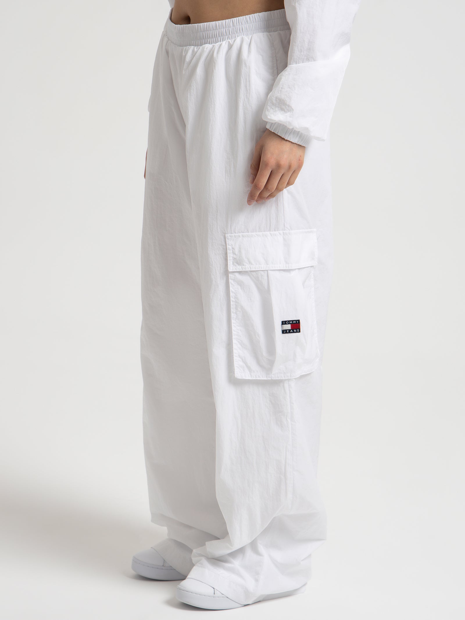 Claire High Rise Wide Cargo Joggers in White