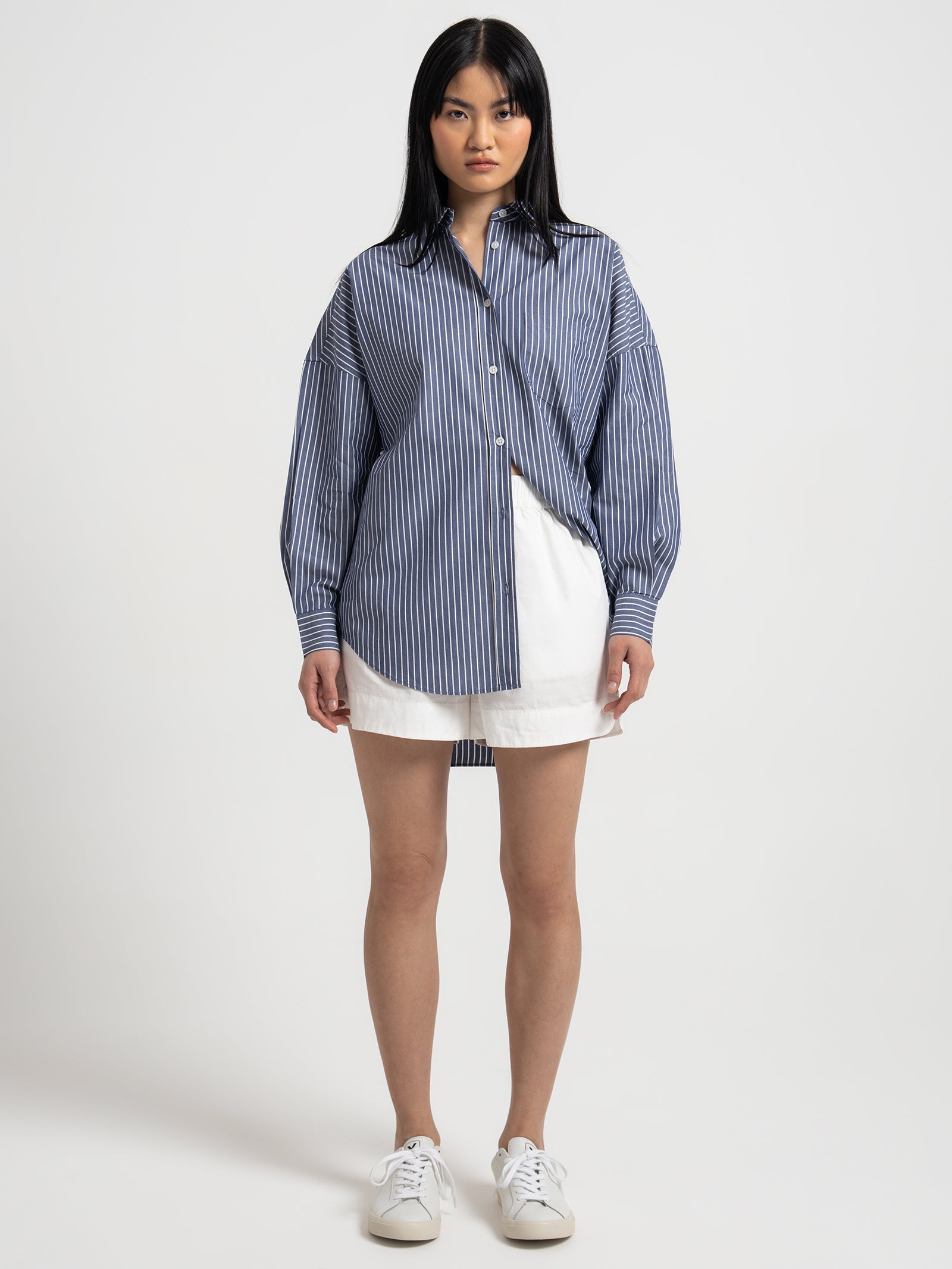 Lmnd Chiara Shirt in Navy & White Stripe Navy/white | Glue Store