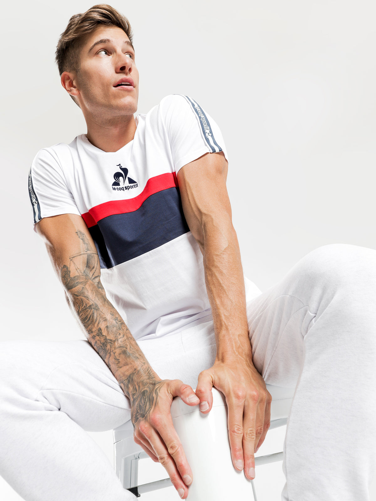 Le Coq Sportif Delroy T-Shirt in White | White