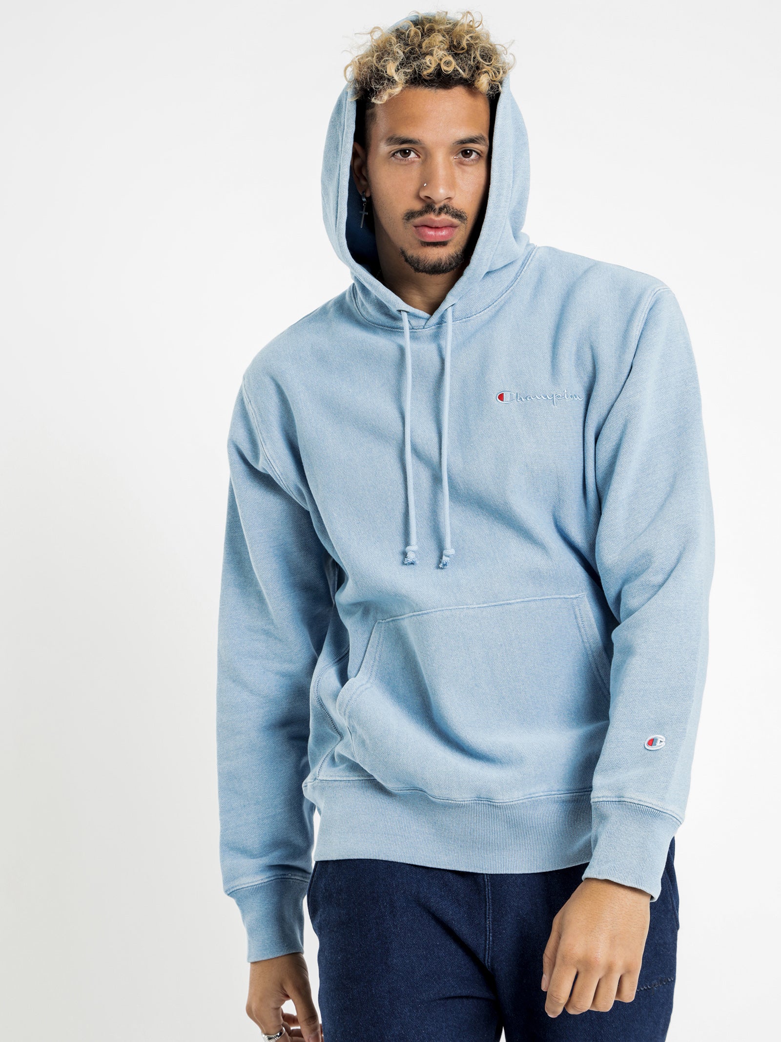 Baby blue champion deals hoodie men