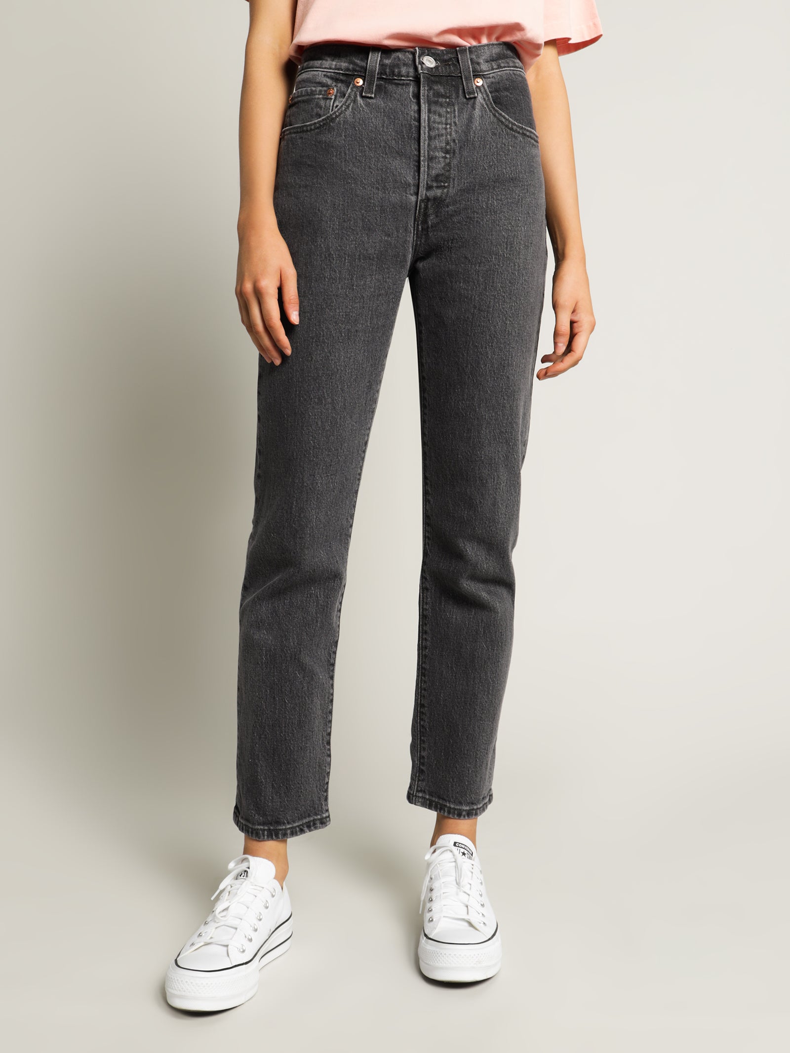 501 Crop Cabo Jeans in Faded Black Denim - Glue Store