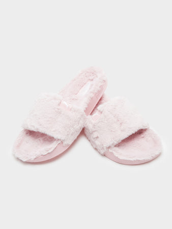 Puma Womens Leadcat 2.0 Fluffy Slides in Chalk Pink Pink Glue Store