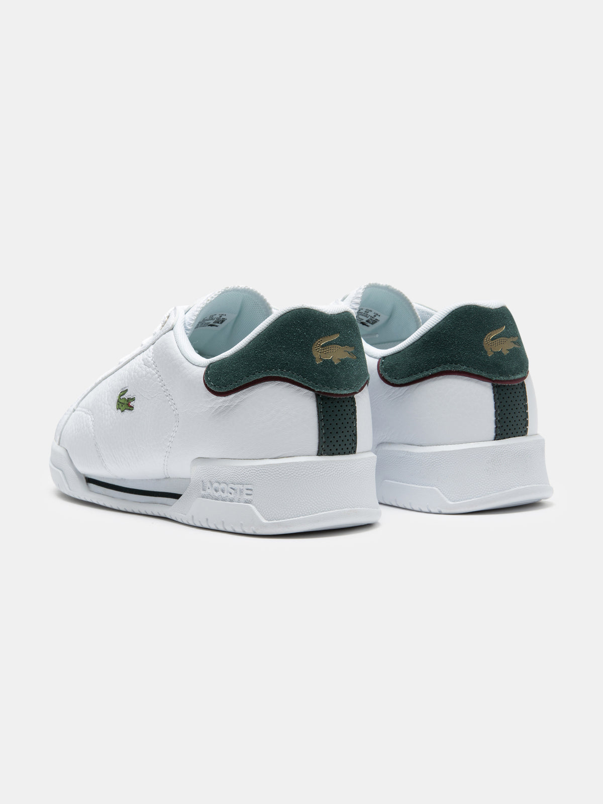 Lacoste Mens Twin Serve Sneakers in White & Dark Green | White/Dark