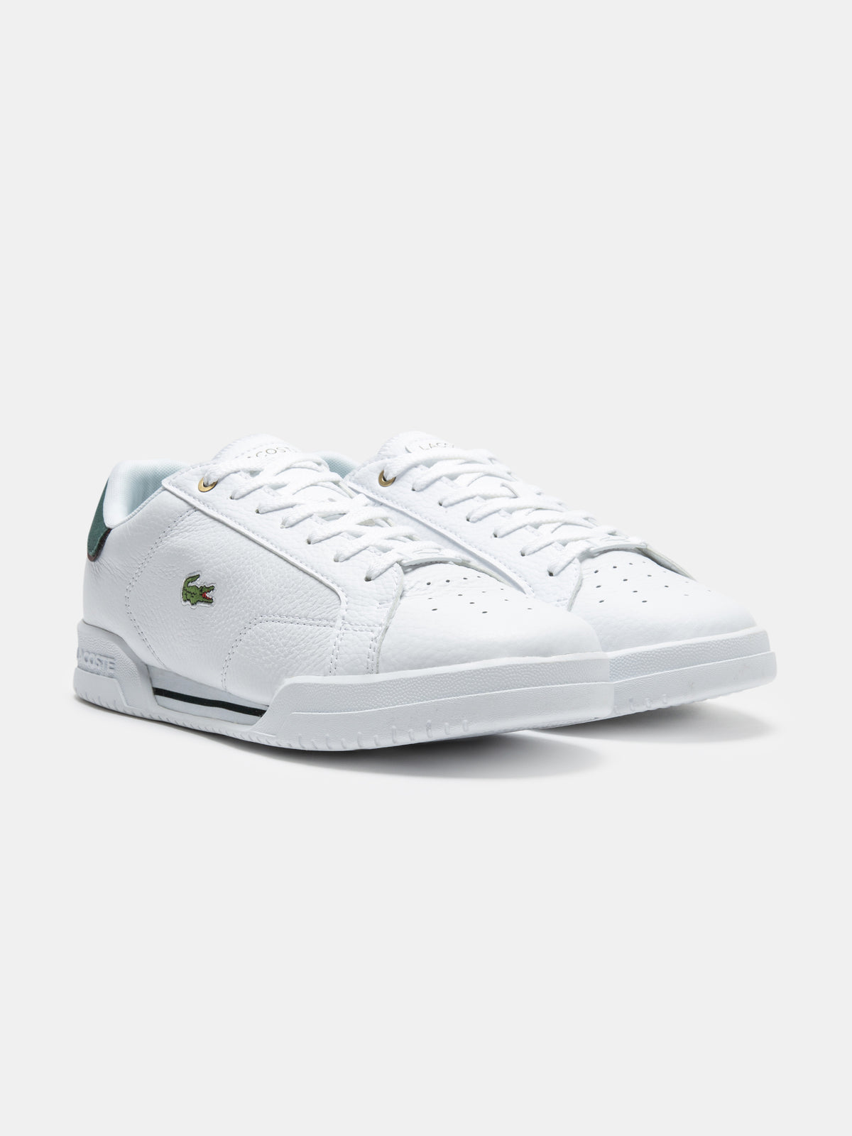 Lacoste Mens Twin Serve Sneakers in White & Dark Green | White/Dark