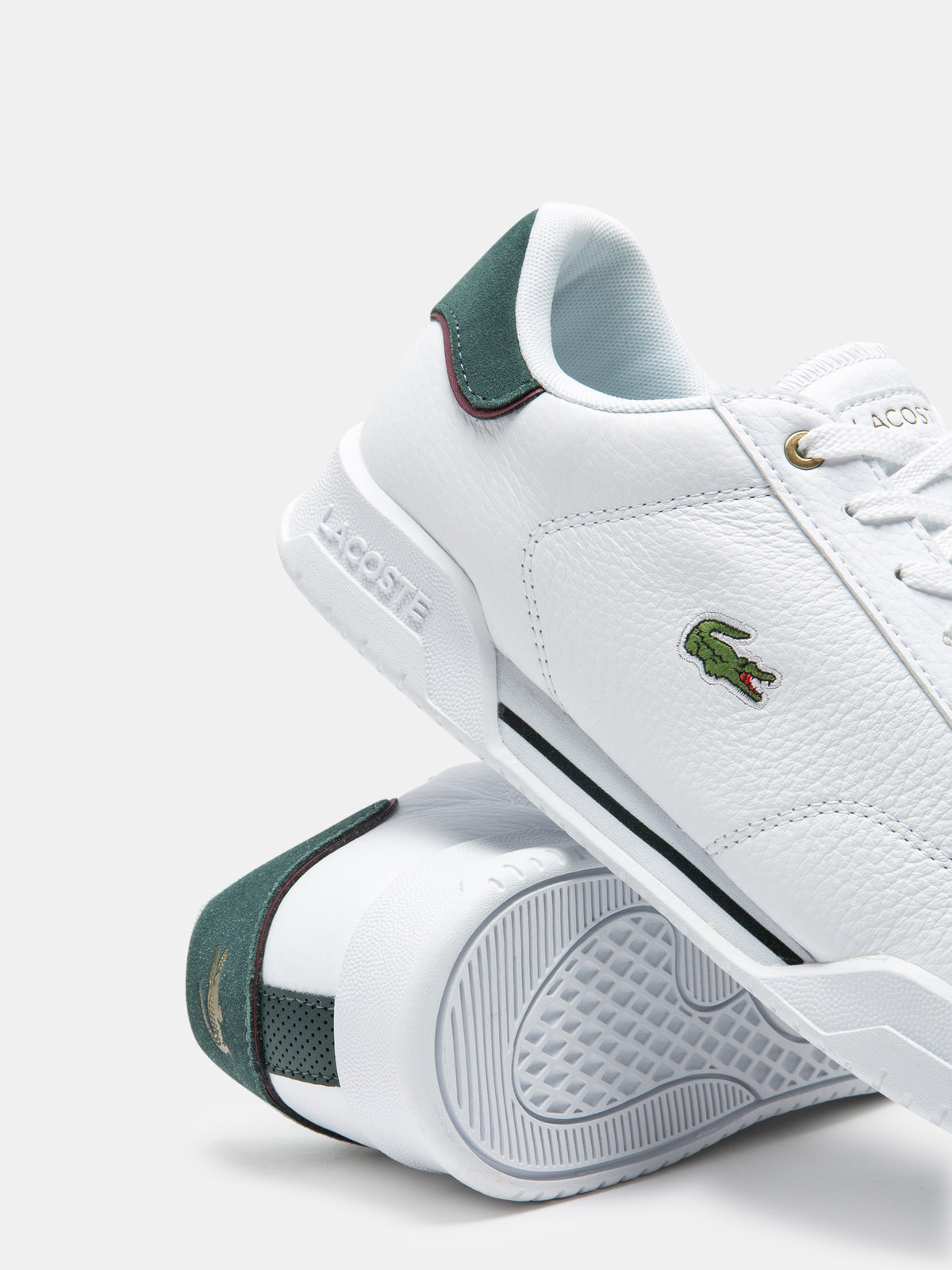 Lacoste Mens Twin Serve Sneakers in White & Dark Green | White/Dark