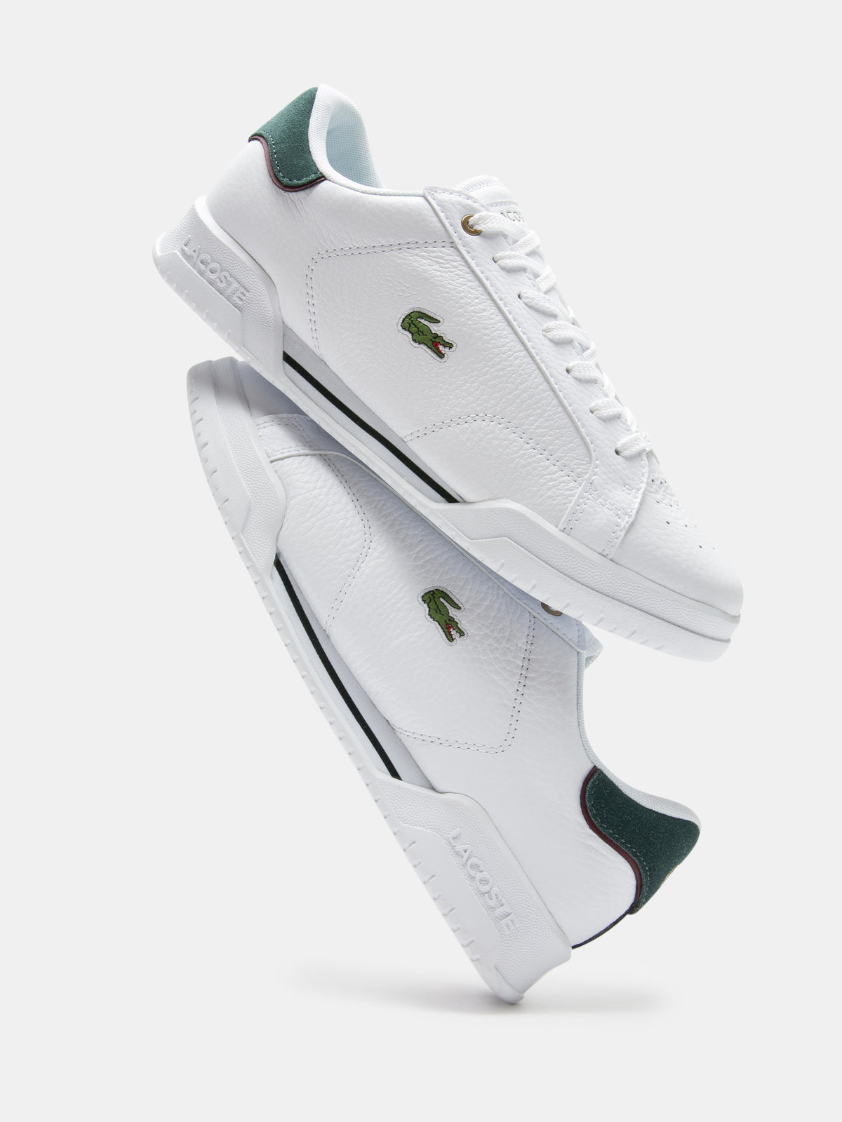 Lacoste Mens Twin Serve Sneakers in White & Dark Green | White/Dark