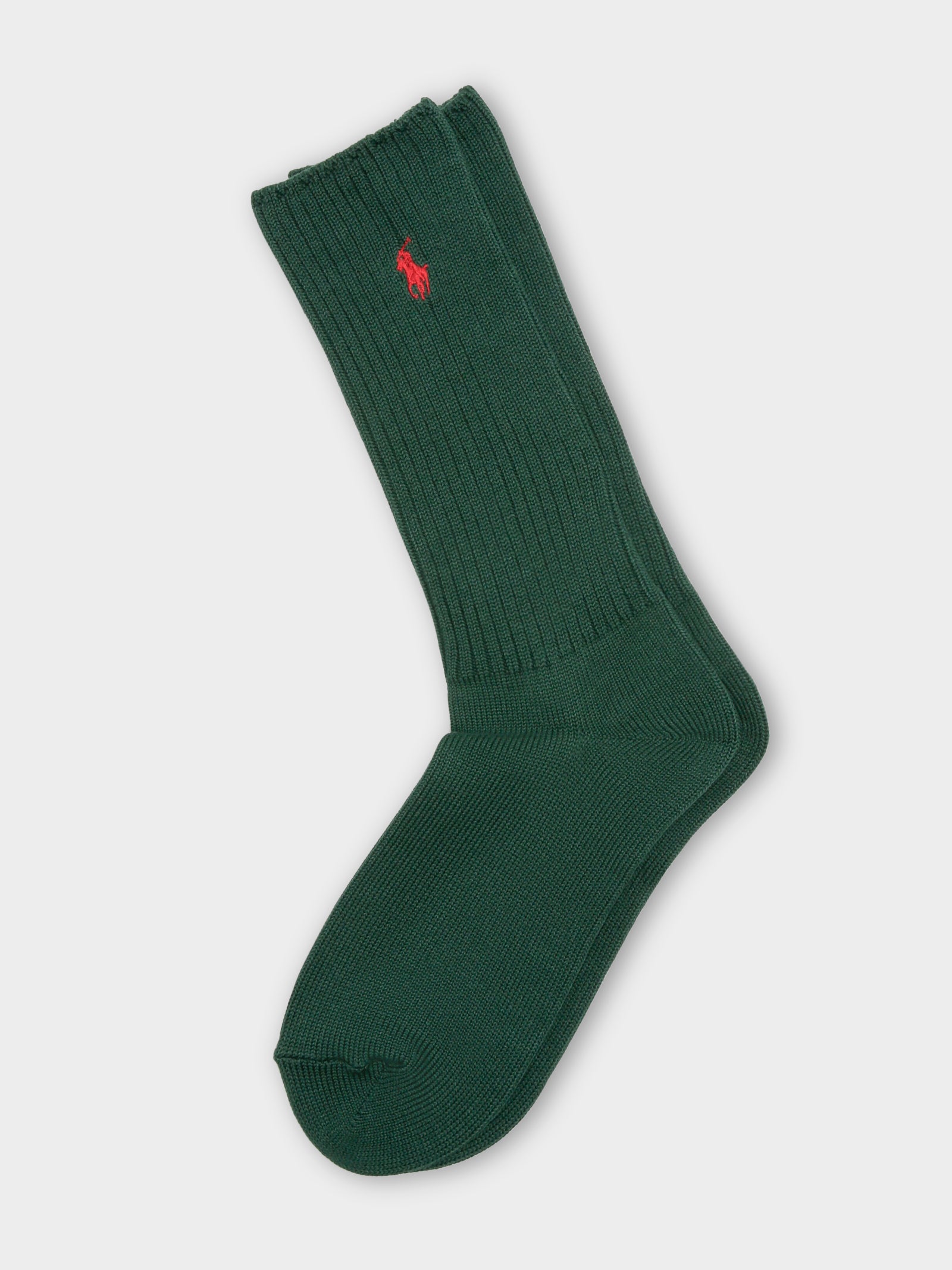 One Pair of Polo Crew Socks in Green