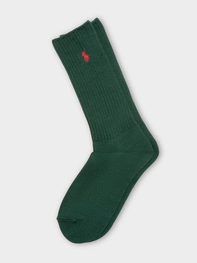 One Pair of Polo Crew Socks in Green