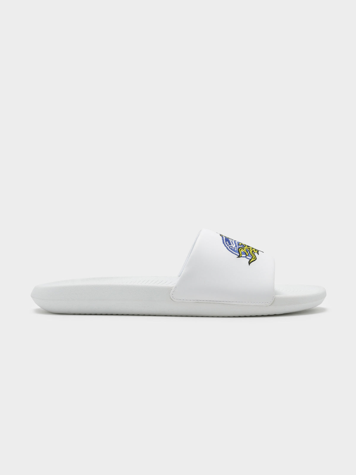 Lacoste Mens Croco Slides 222 in White & Green | White/Green