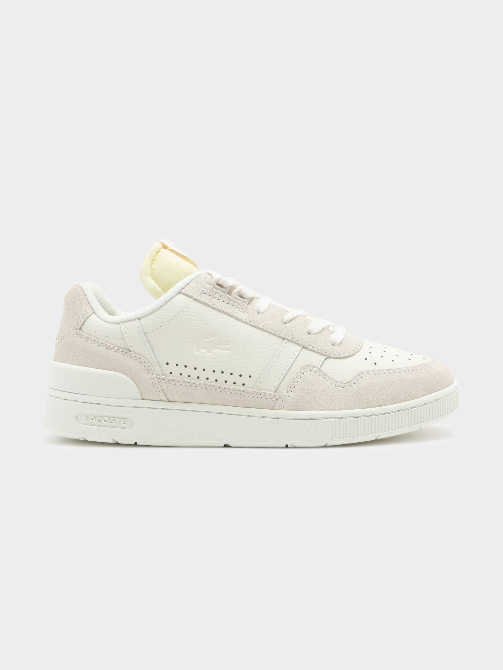 Lacoste Womens T-Clip 123 1 Sneakers in White & Cream | Glue Store