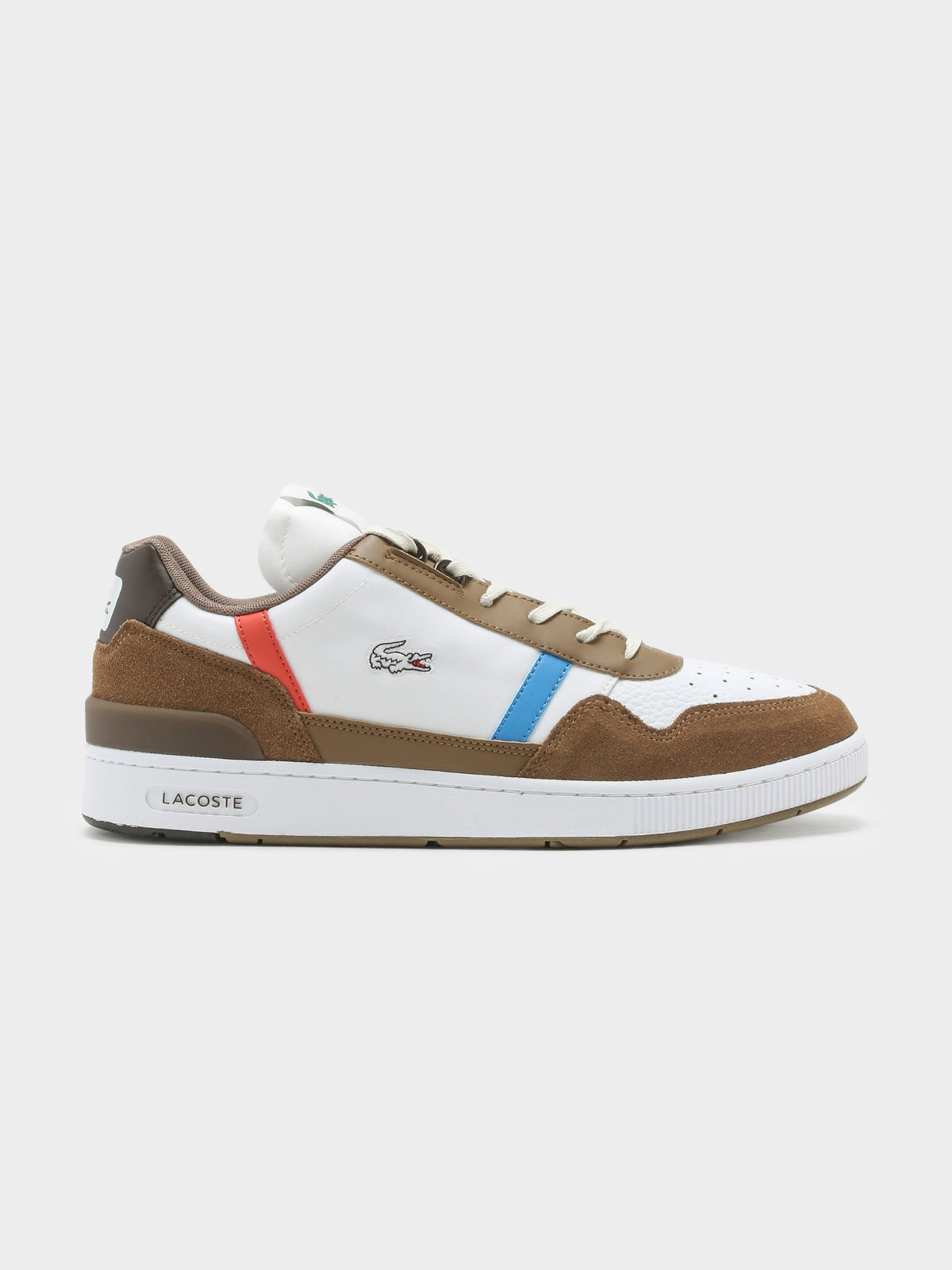 Lacoste Mens T-Clip 123 Sneakers in Brown & White | Brown/Whit