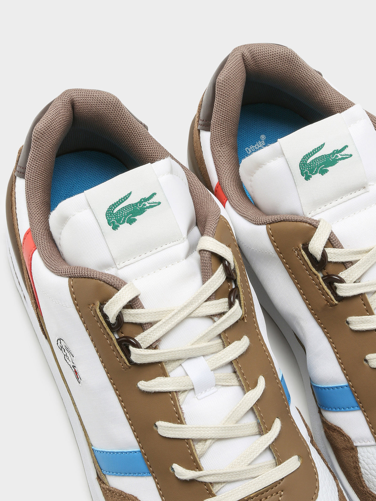 Lacoste Mens T-Clip 123 Sneakers in Brown & White | Brown/Whit