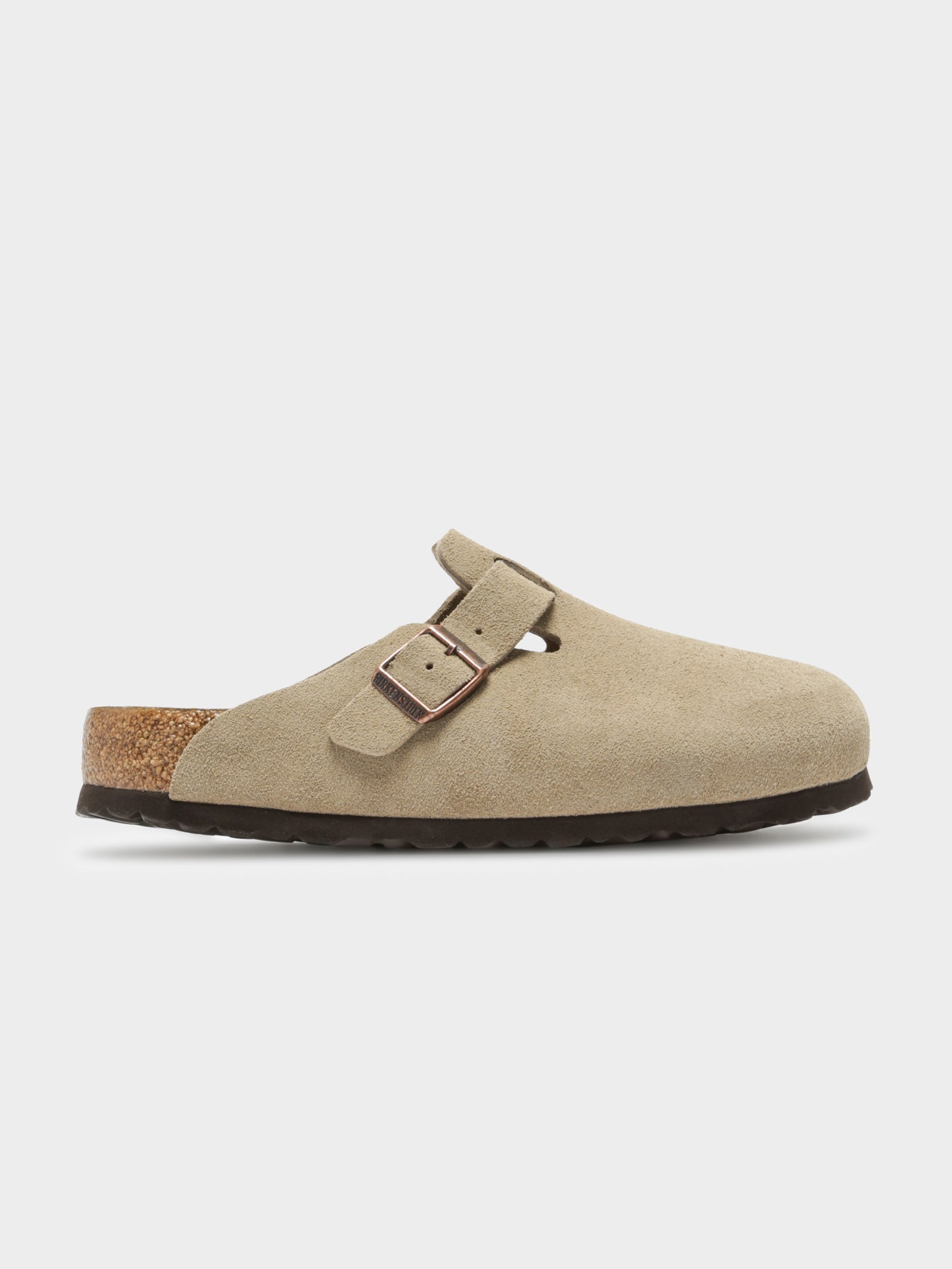 Unisex Boston Soft Footbed Slip-Ons in Taupe Suede Leather - Glue Store