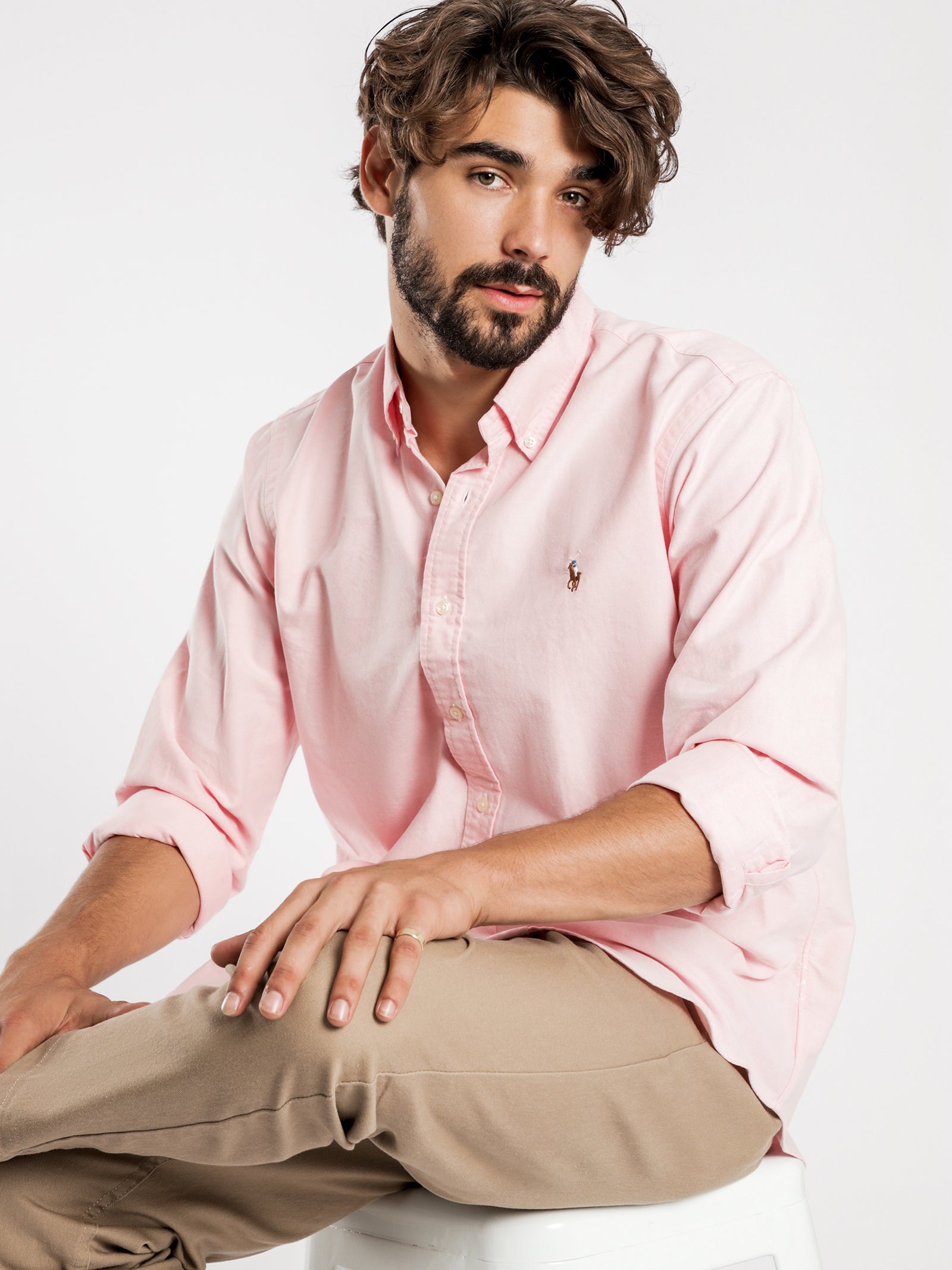 Standard Fit Oxford Sport Shirt in Pink