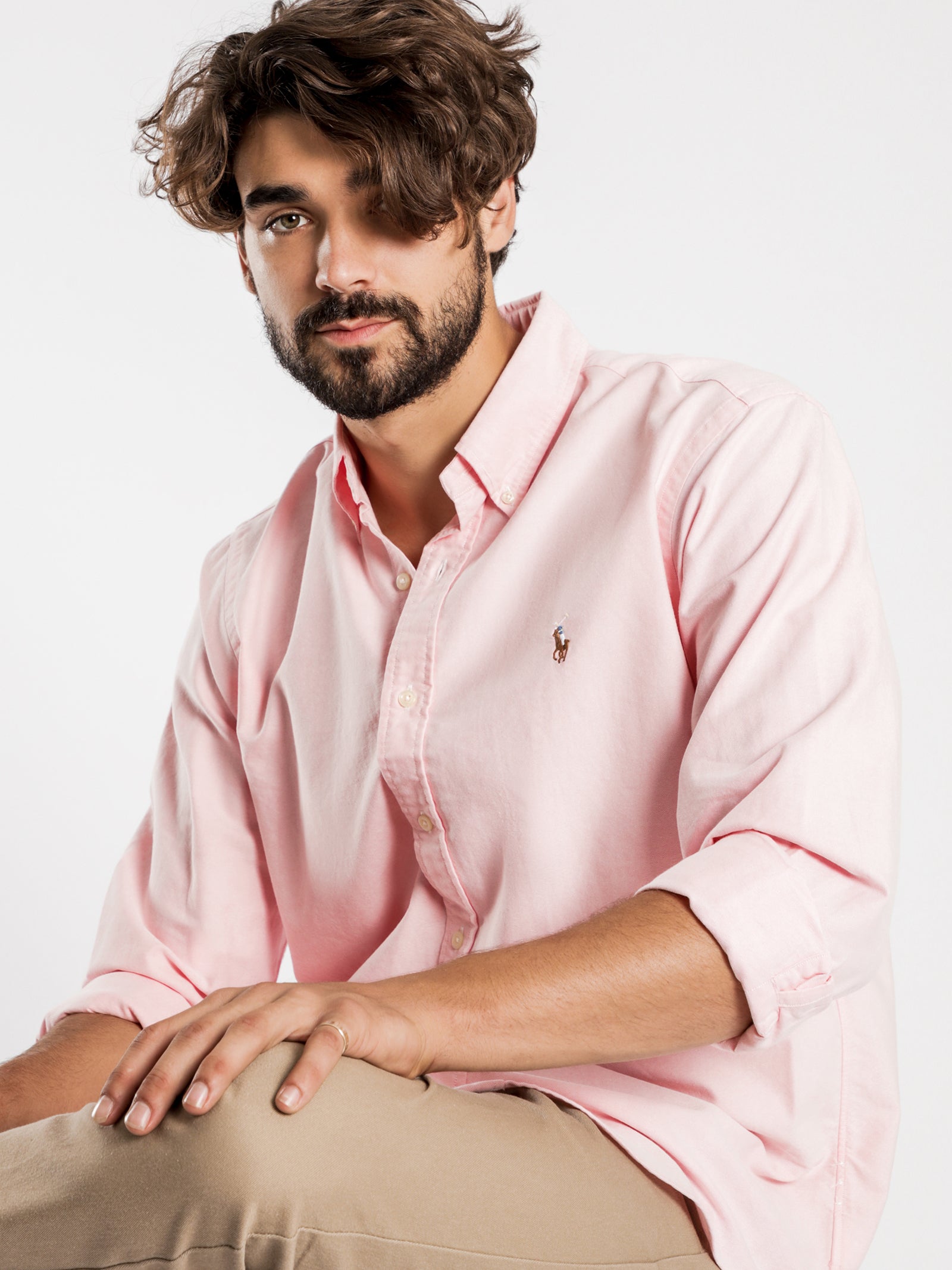 Standard Fit Oxford Sport Shirt in Pink