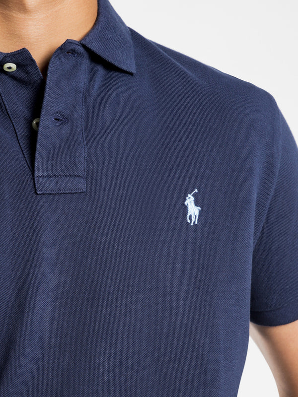 Custom Slim Polo T-Shirt in Navy - Glue Store