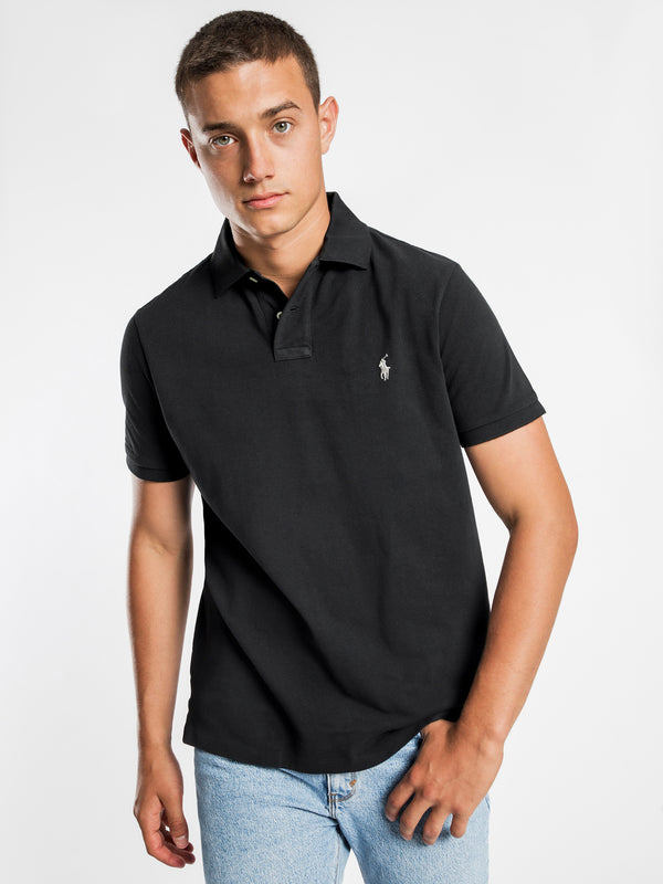 Custom Slim Polo T-Shirt in Black - Glue Store