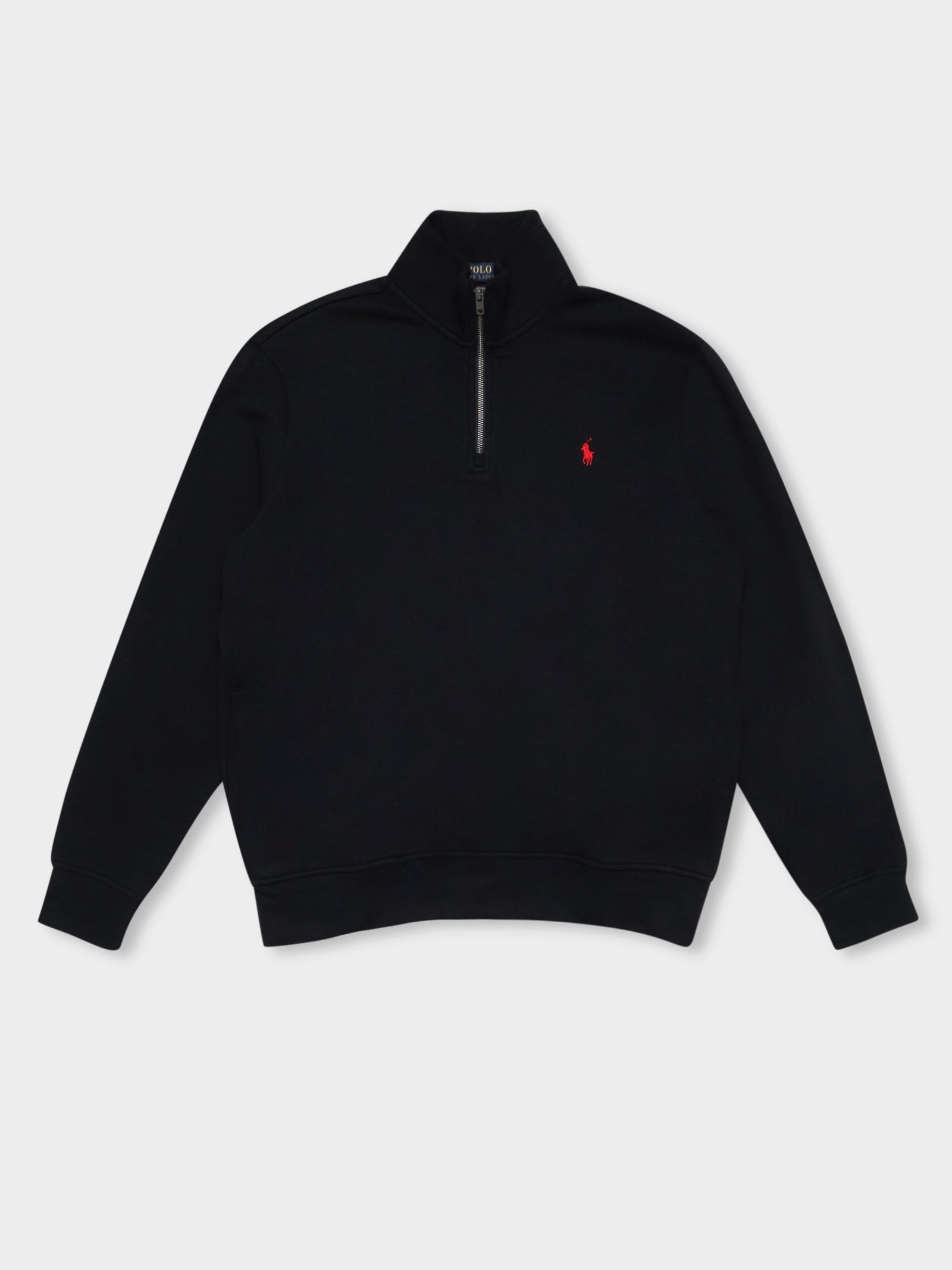 Polo Quarter Zip Fleece in Black