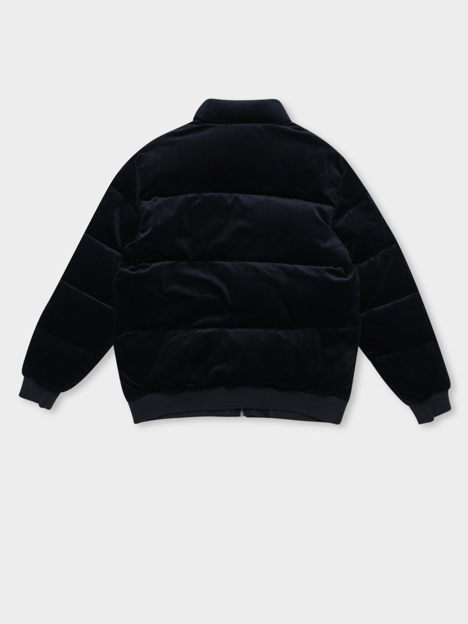 Cord Puffer Insulated Bomber Jacket in Navy