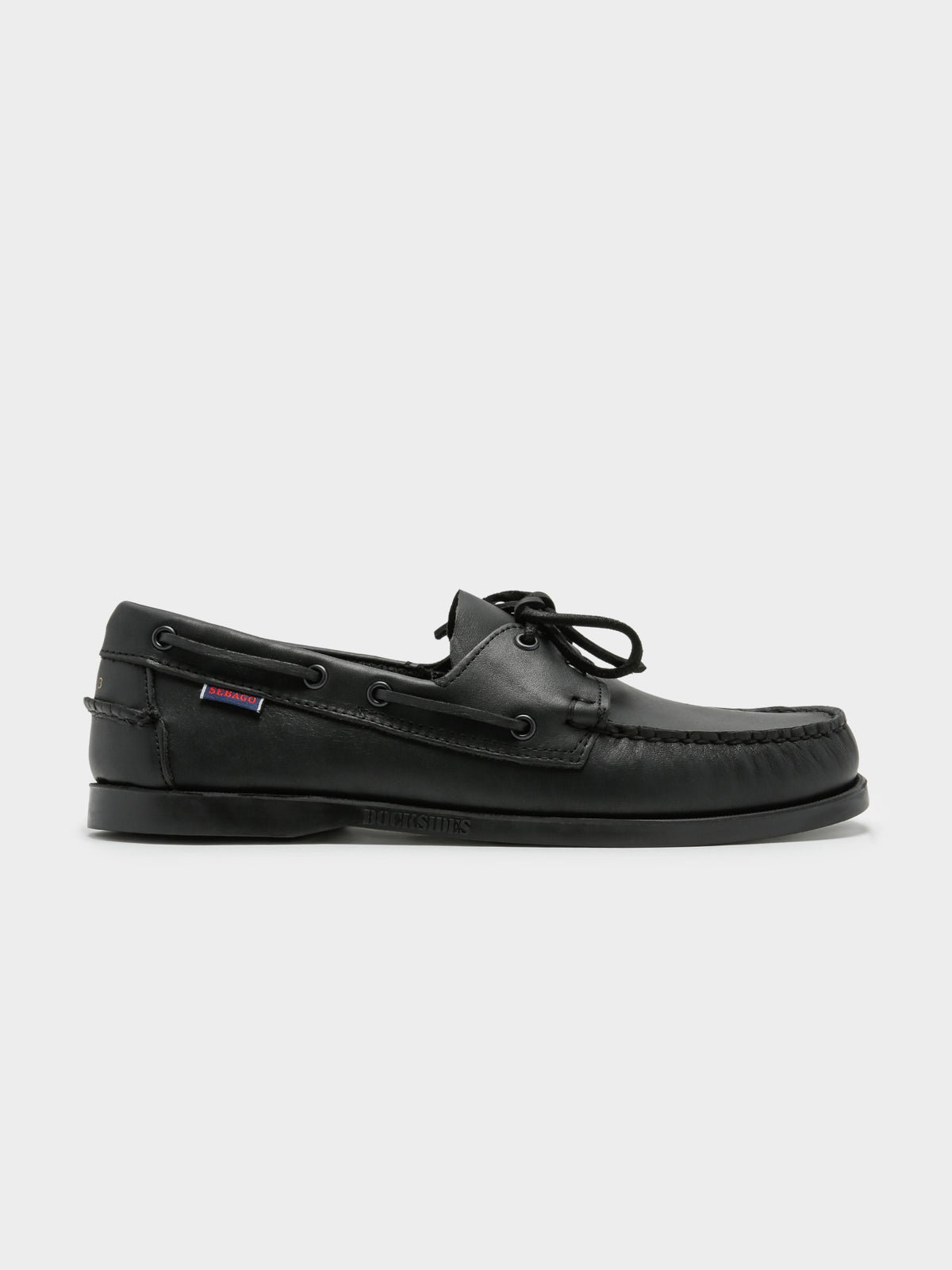 Sebago Mens Docksides Portland Leather Shoes in Black | A7O Black-White Yacht Club-Bla