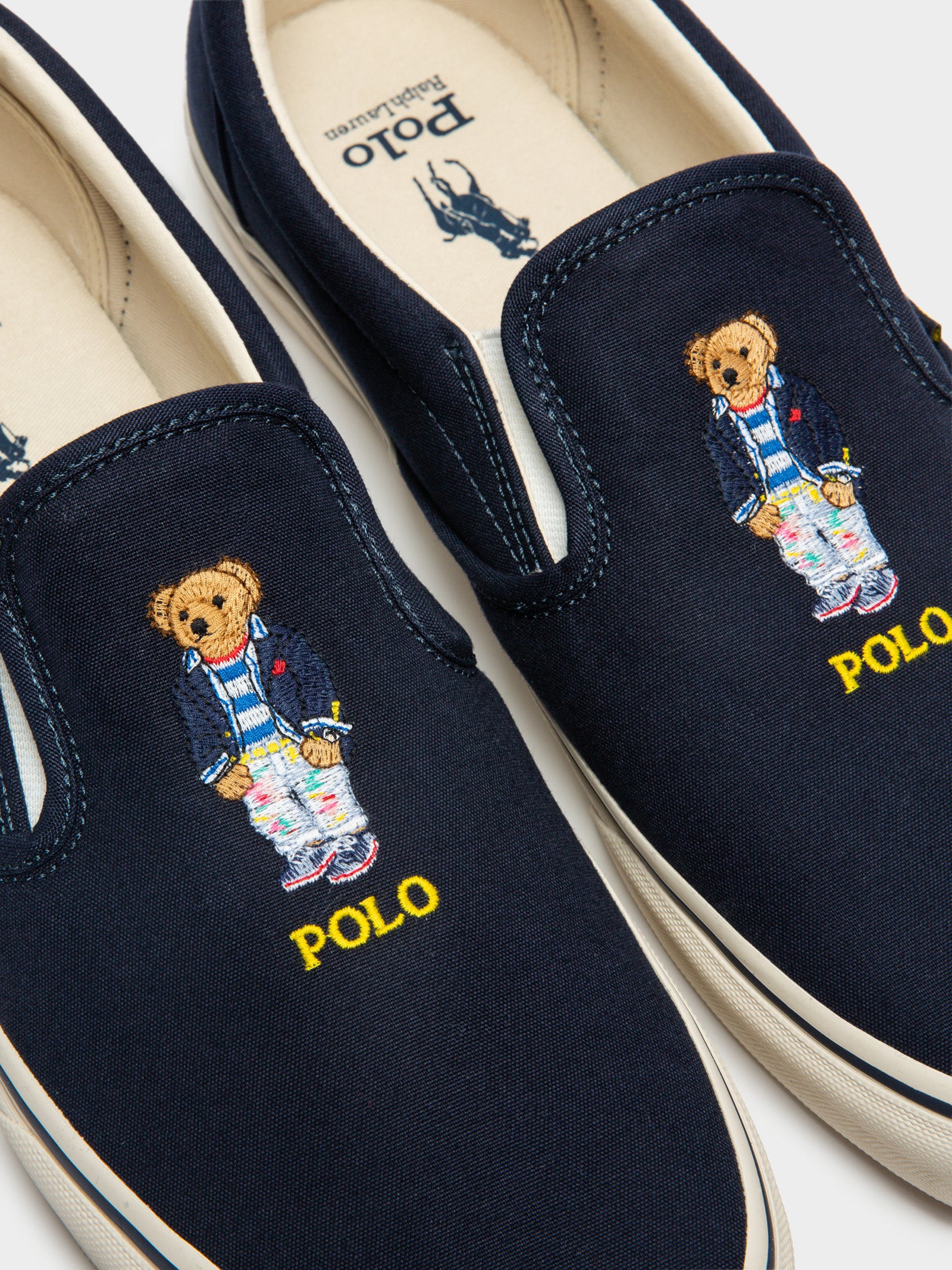 Mens Keaton Polo Bear Slip-On Sneakers in Navy Blue