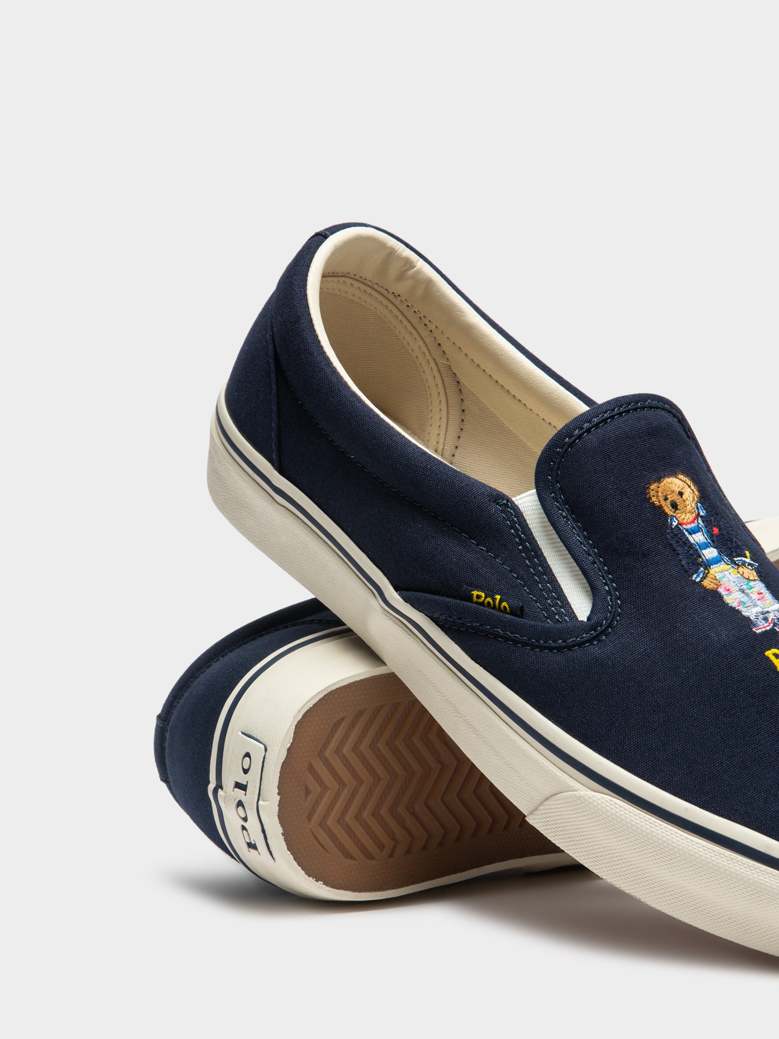 Mens Keaton Polo Bear Slip-On Sneakers in Navy Blue