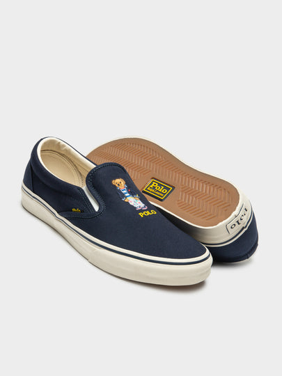 Mens Keaton Polo Bear Slip-On Sneakers in Navy Blue