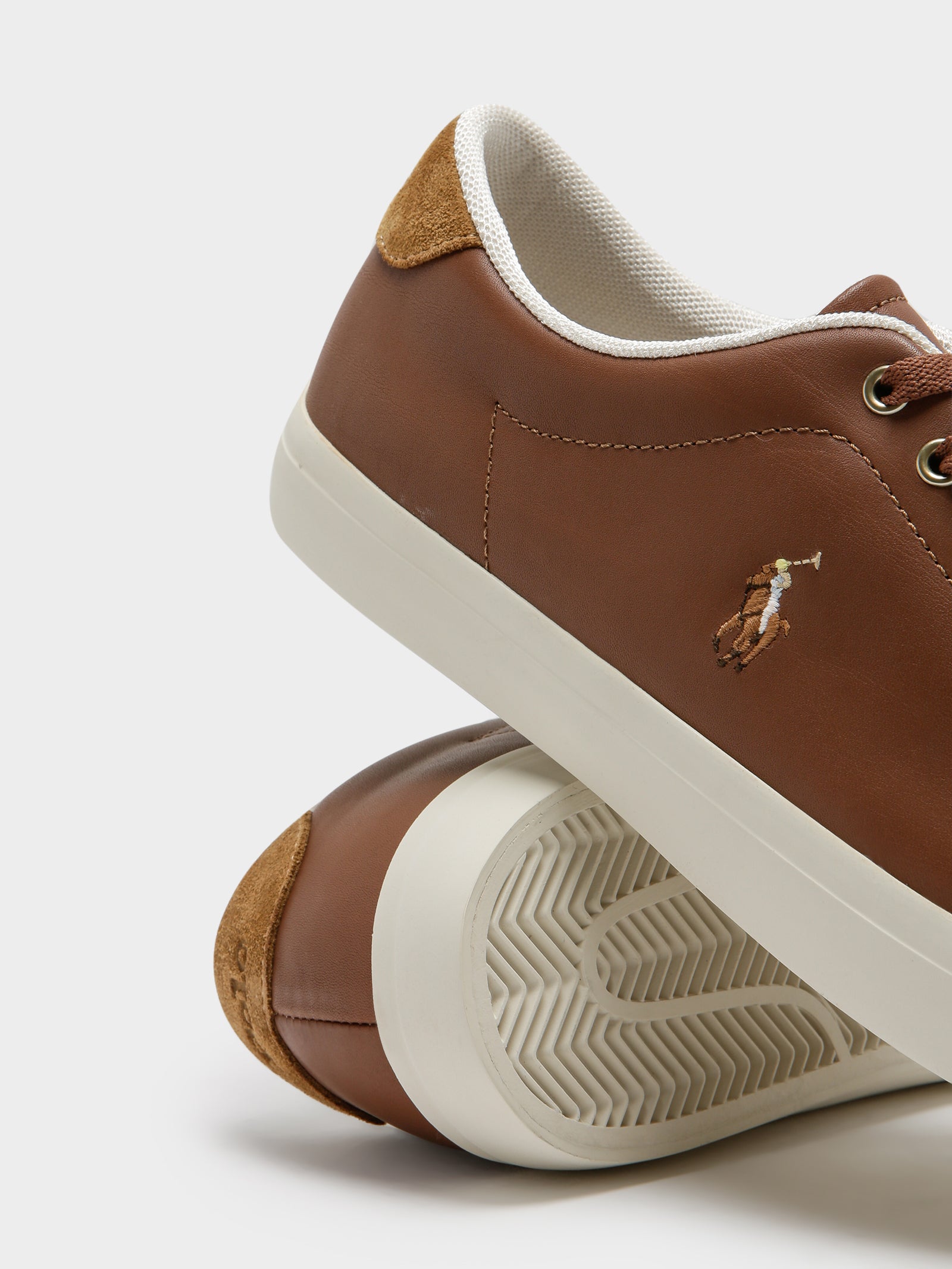 Mens Longwood Vulcanized Leather Sneakers in Tan