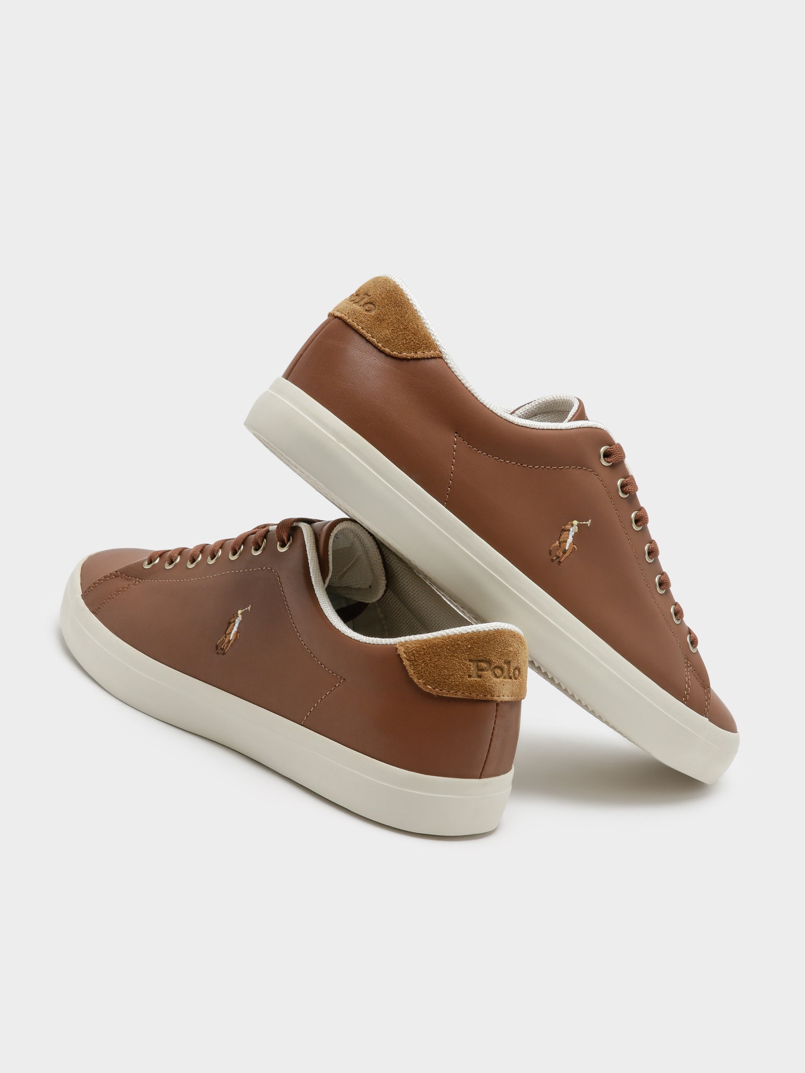 Mens Longwood Vulcanized Leather Sneakers in Tan