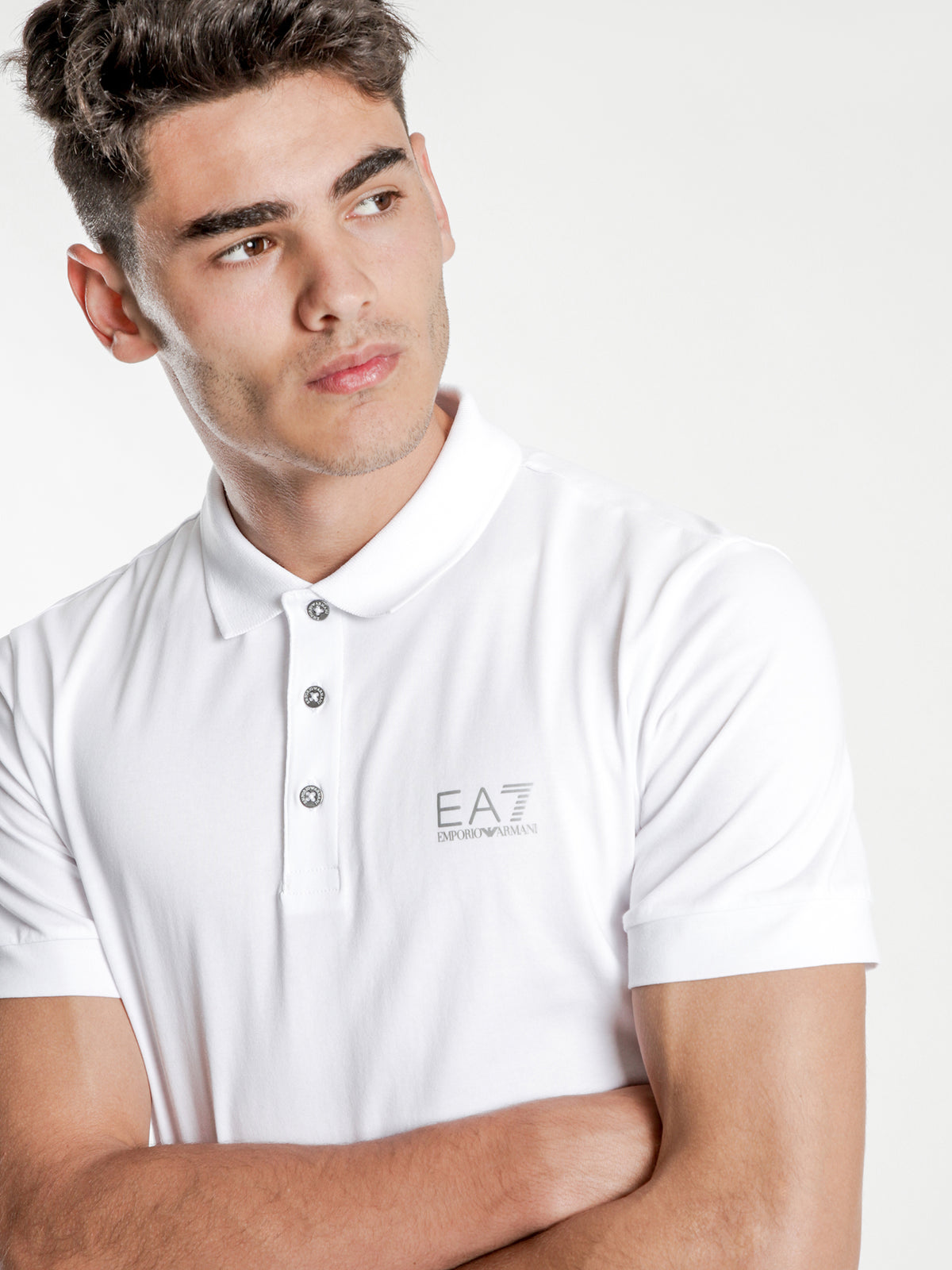 Ea7 EA7 Small Logo Polo Shirt in White | S