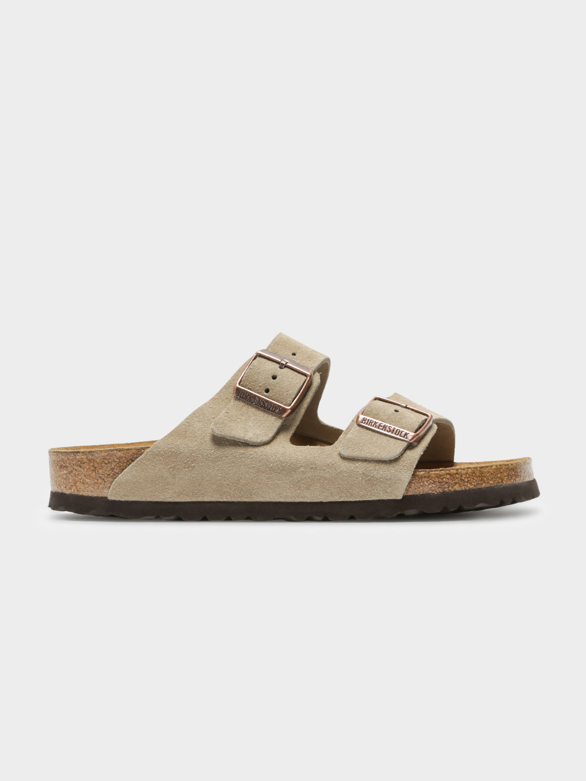 Birkenstock Unisex Arizona Two-Strap Sandals in Taupe Suede | Taupe